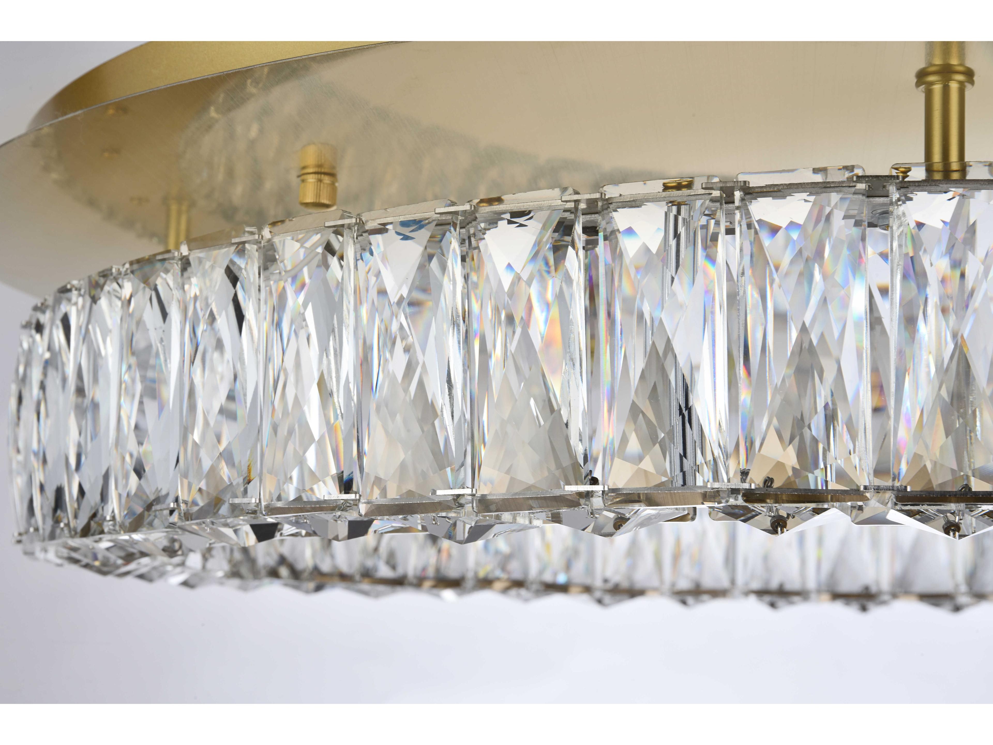 Elegant Lighting Monroe Gold Clear Crystal LED Drum Flush Mount