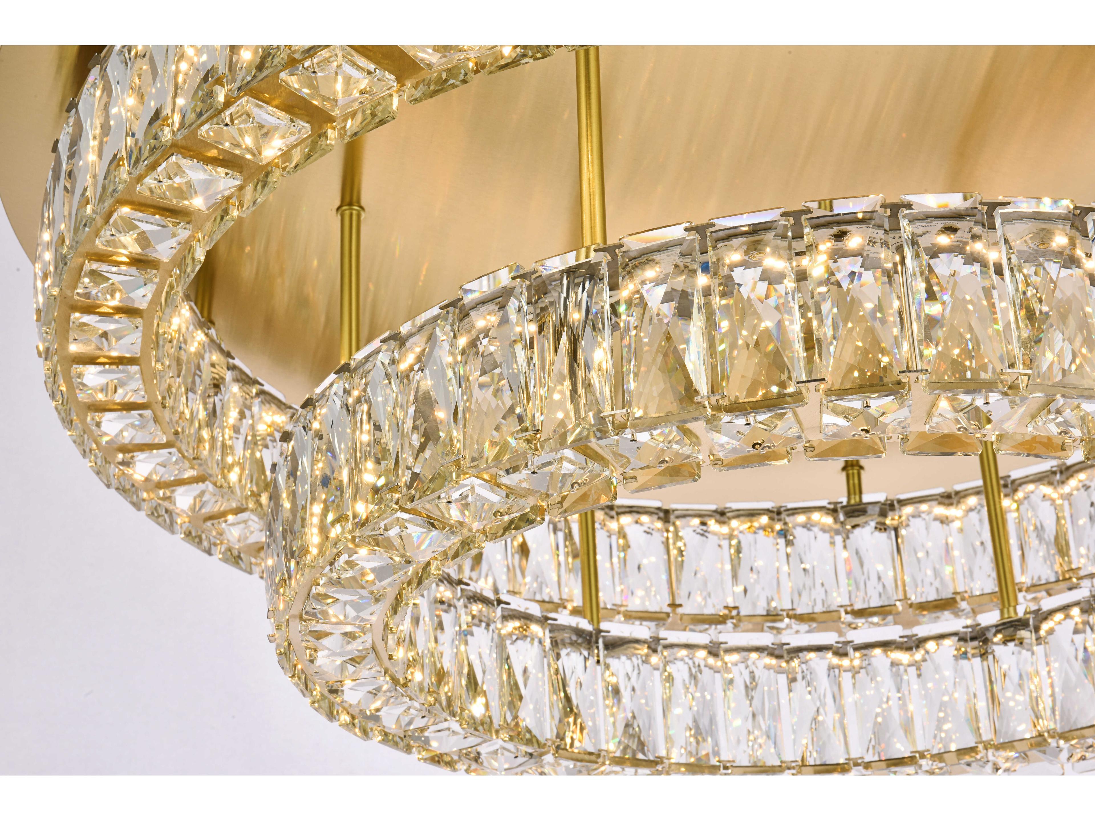 Elegant Lighting Monroe 2-Light Gold Crystal LED Drum Tiered Flush Mount