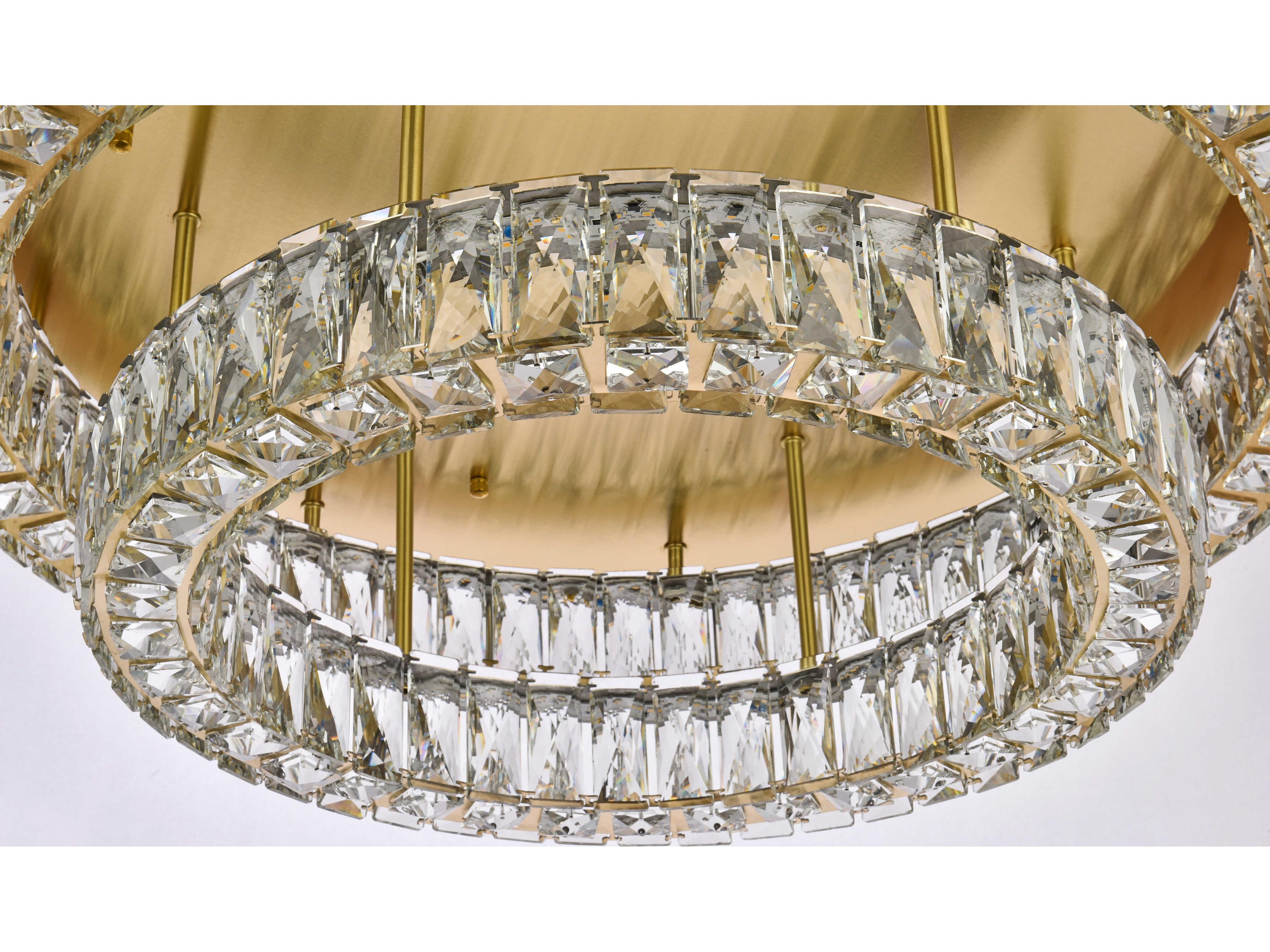 Elegant Lighting Monroe 2-Light Gold Crystal LED Drum Tiered Flush Mount