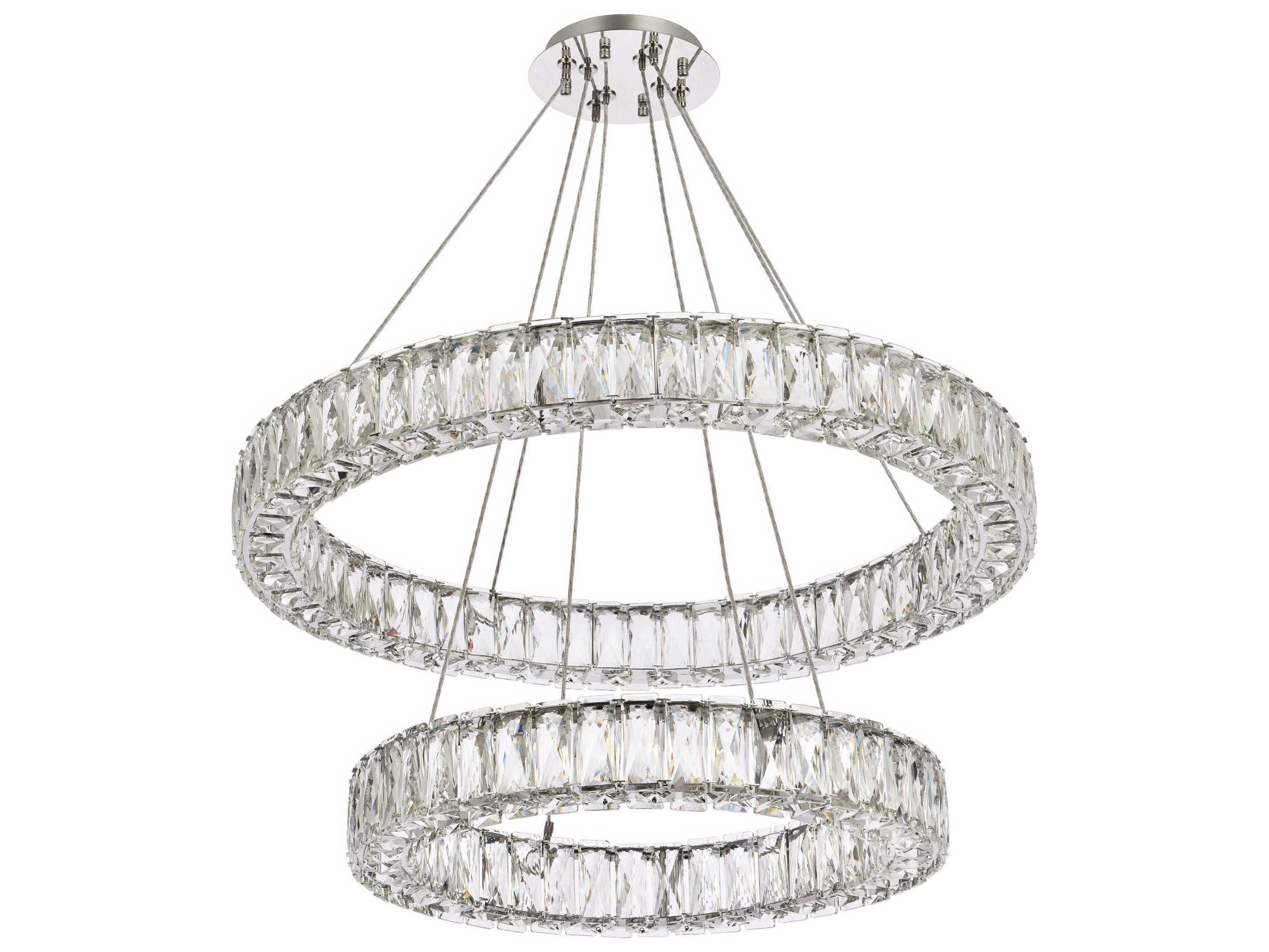 Elegant Lighting Monroe 2-Light Chrome LED Drum Tiered Chandelier