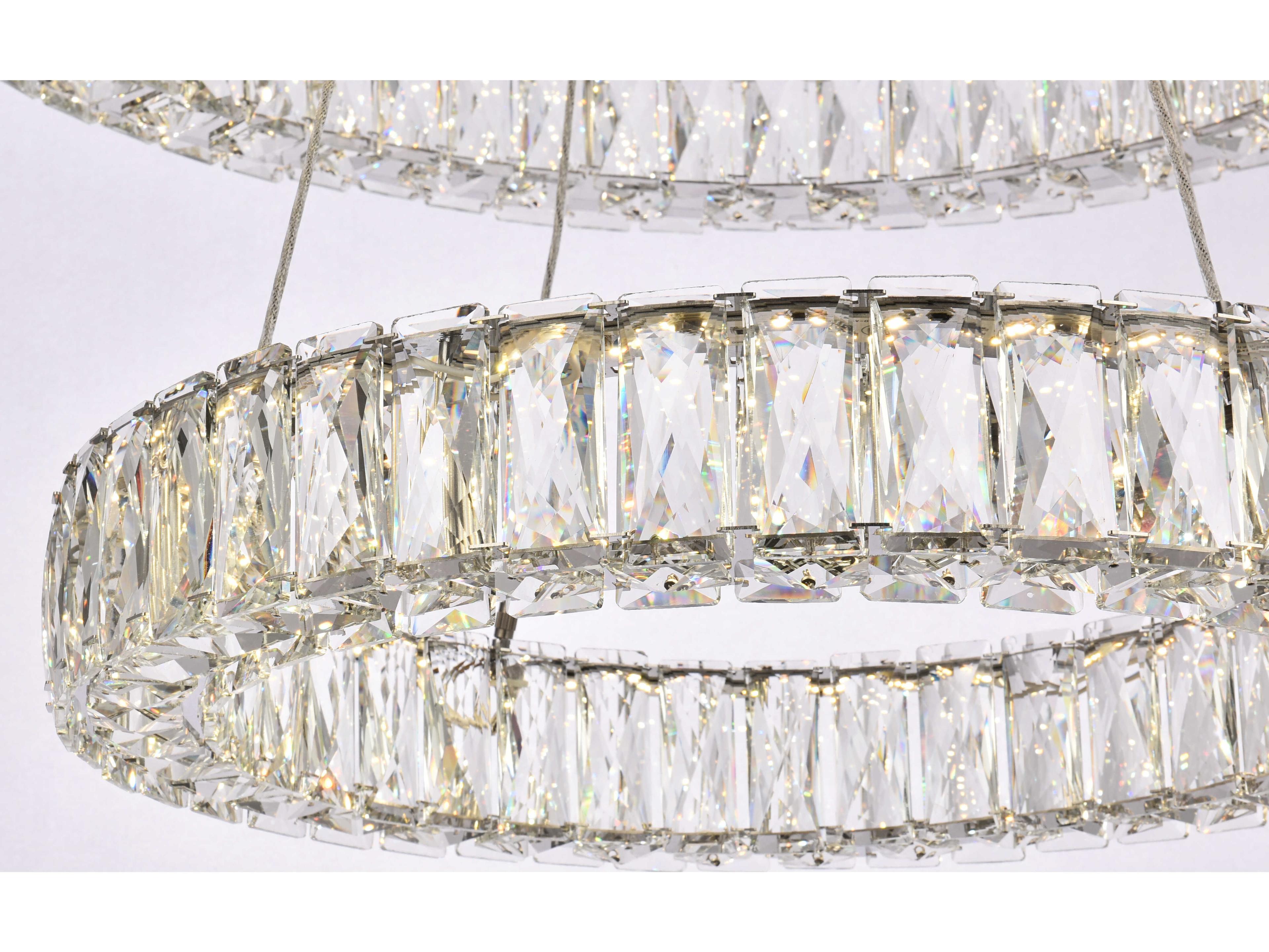 Elegant Lighting Monroe 2-Light Chrome LED Drum Tiered Chandelier