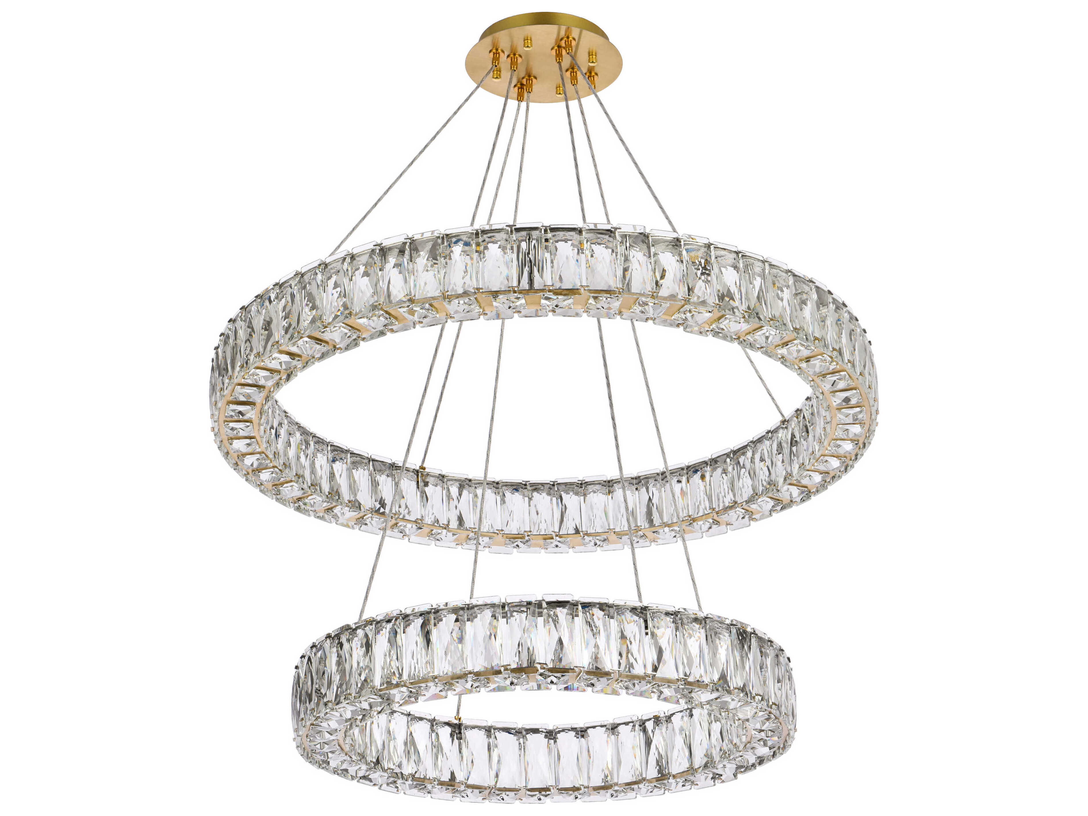 Elegant Lighting Monroe 2-Light Gold Crystal LED Drum Tiered Chandelier