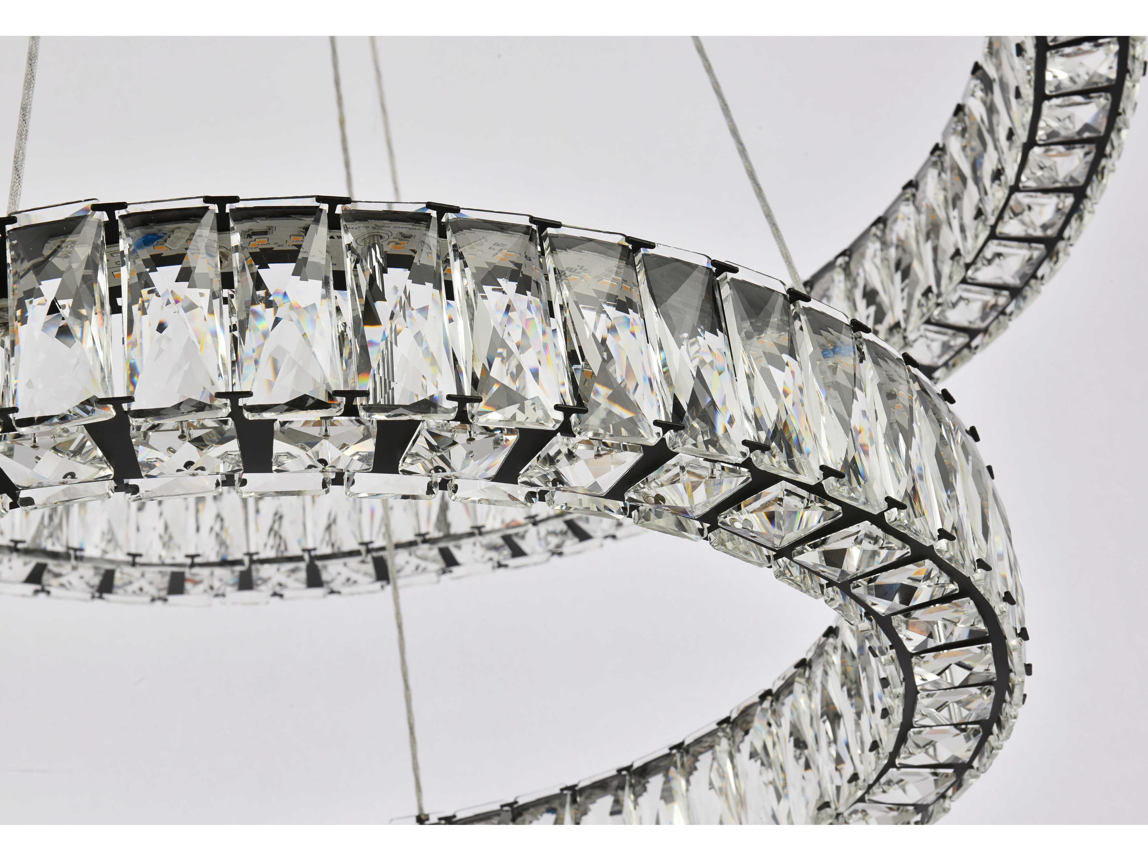 Elegant Lighting Monroe 2-Light Black Crystal LED Drum Tiered Chandelier