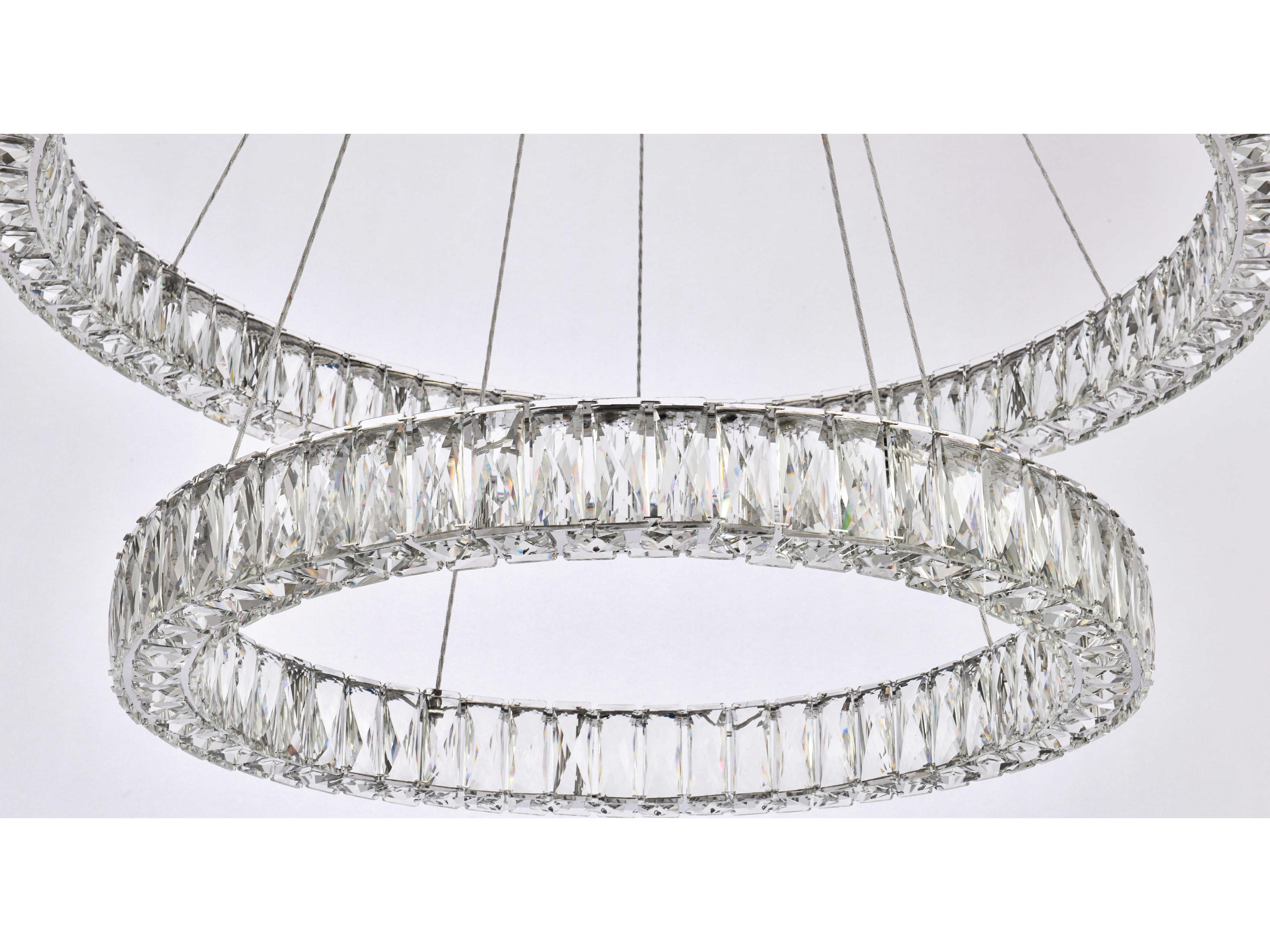 Elegant Lighting Monroe 2-Light Chrome Crystal LED Drum Tiered Chandelier