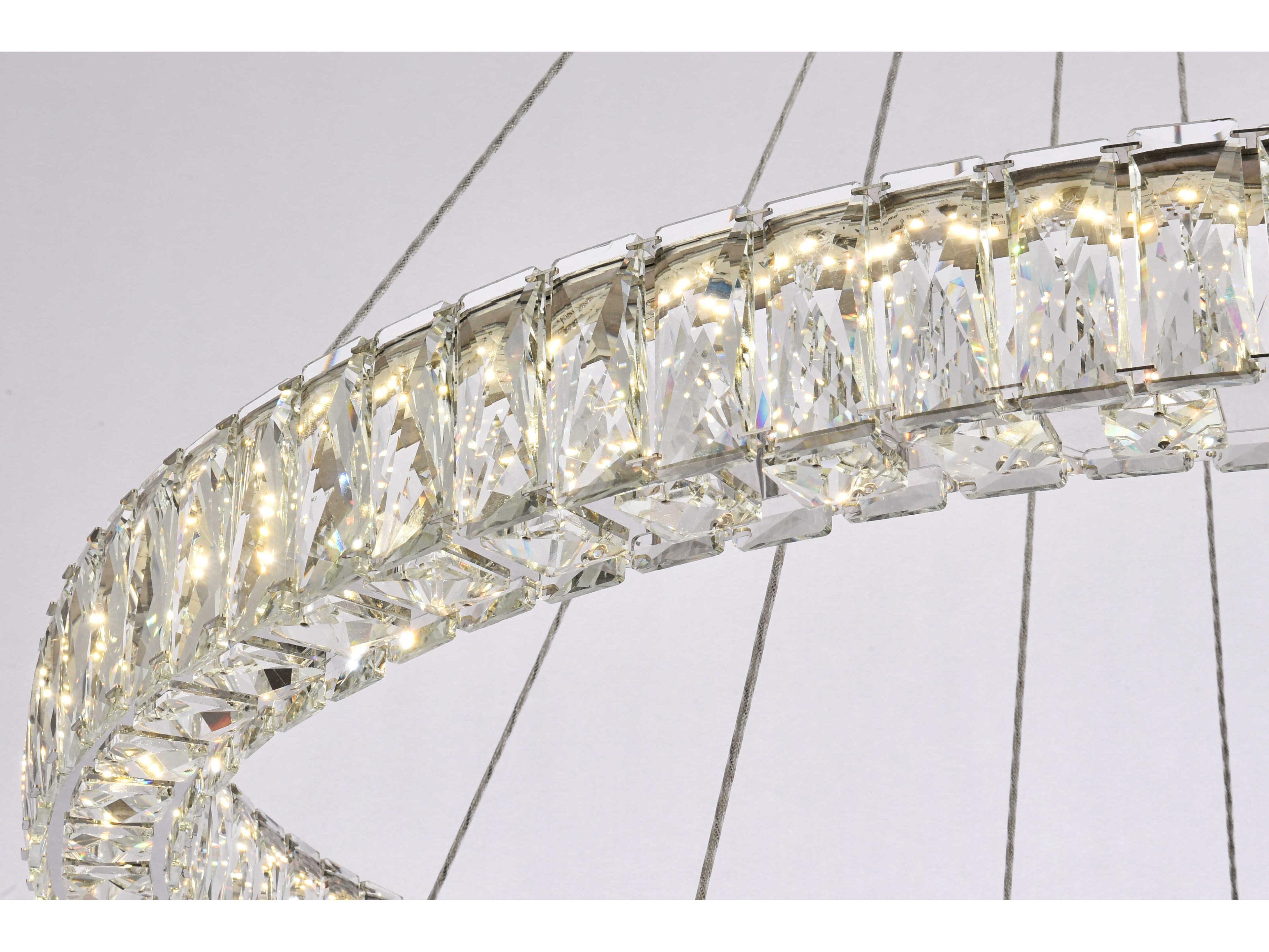 Elegant Lighting Monroe 2-Light Chrome Crystal LED Drum Tiered Chandelier