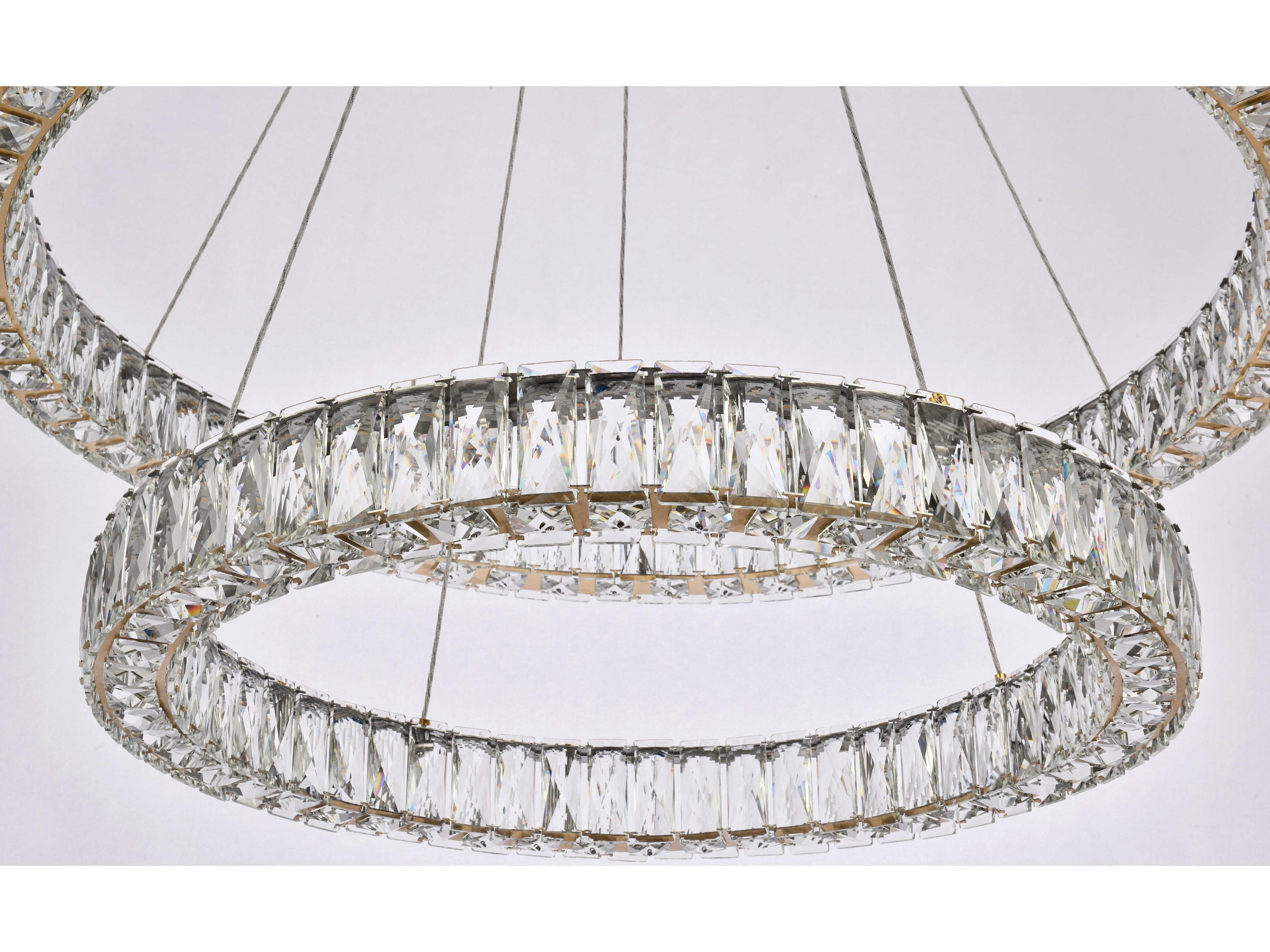 Elegant Lighting Monroe 2-Light Gold Crystal LED Drum Tiered Chandelier