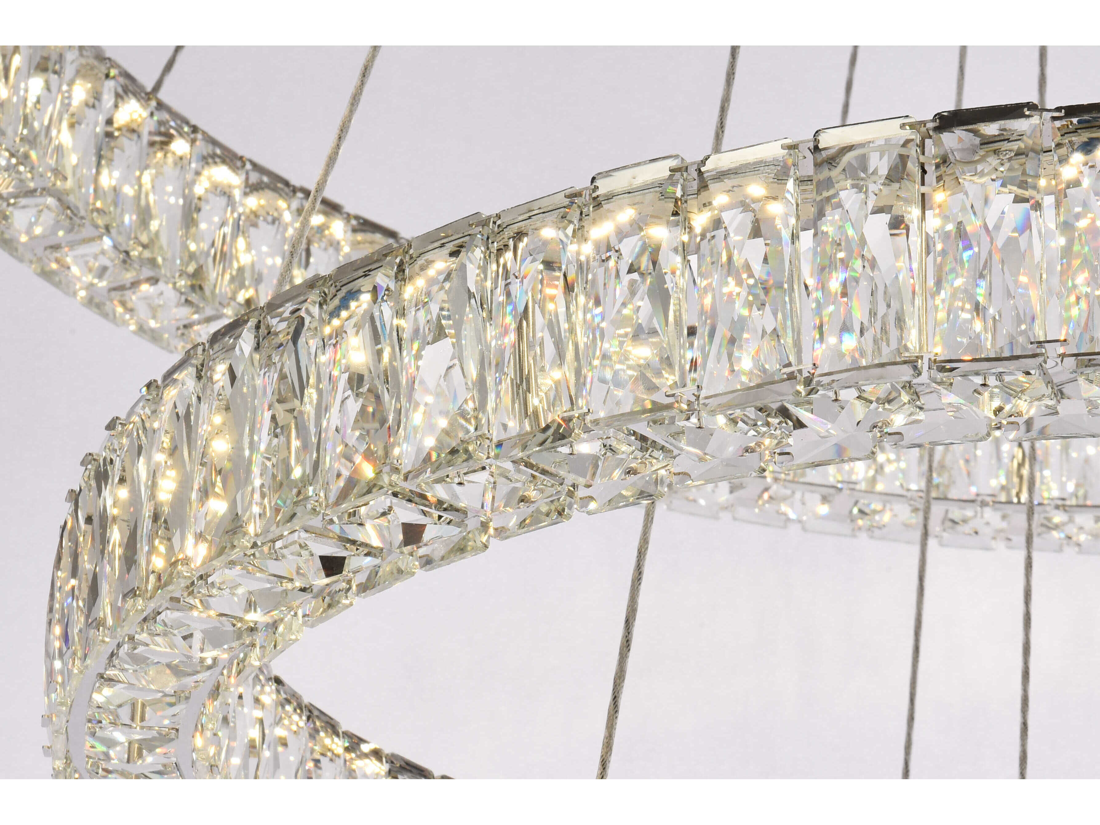 Elegant Lighting Monroe 3-Light Chrome Crystal LED Drum Tiered Chandelier