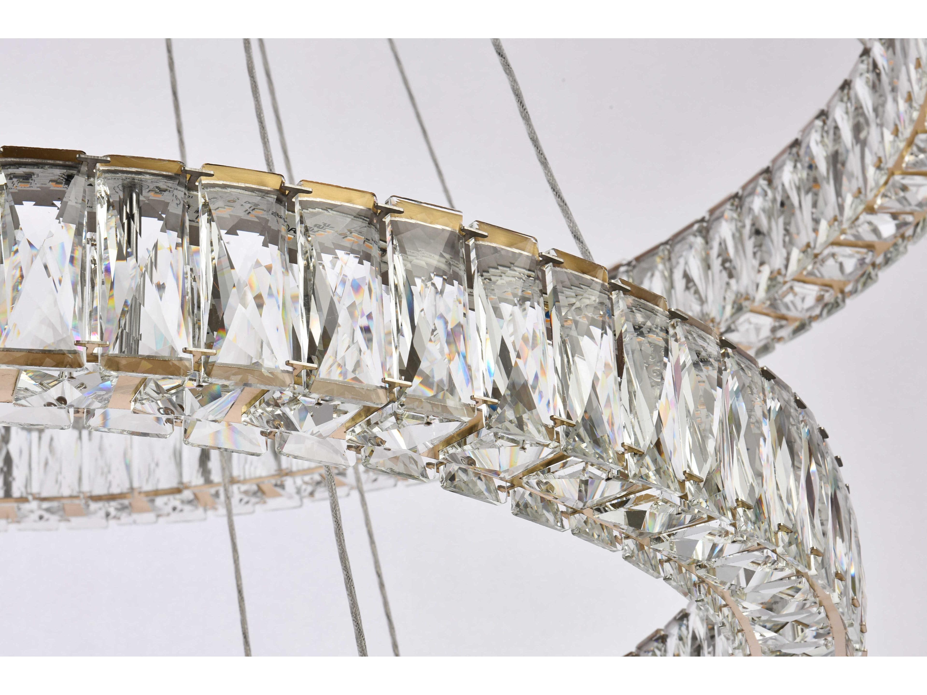 Elegant Lighting Monroe 3-Light Gold Crystal LED Drum Tiered Chandelier