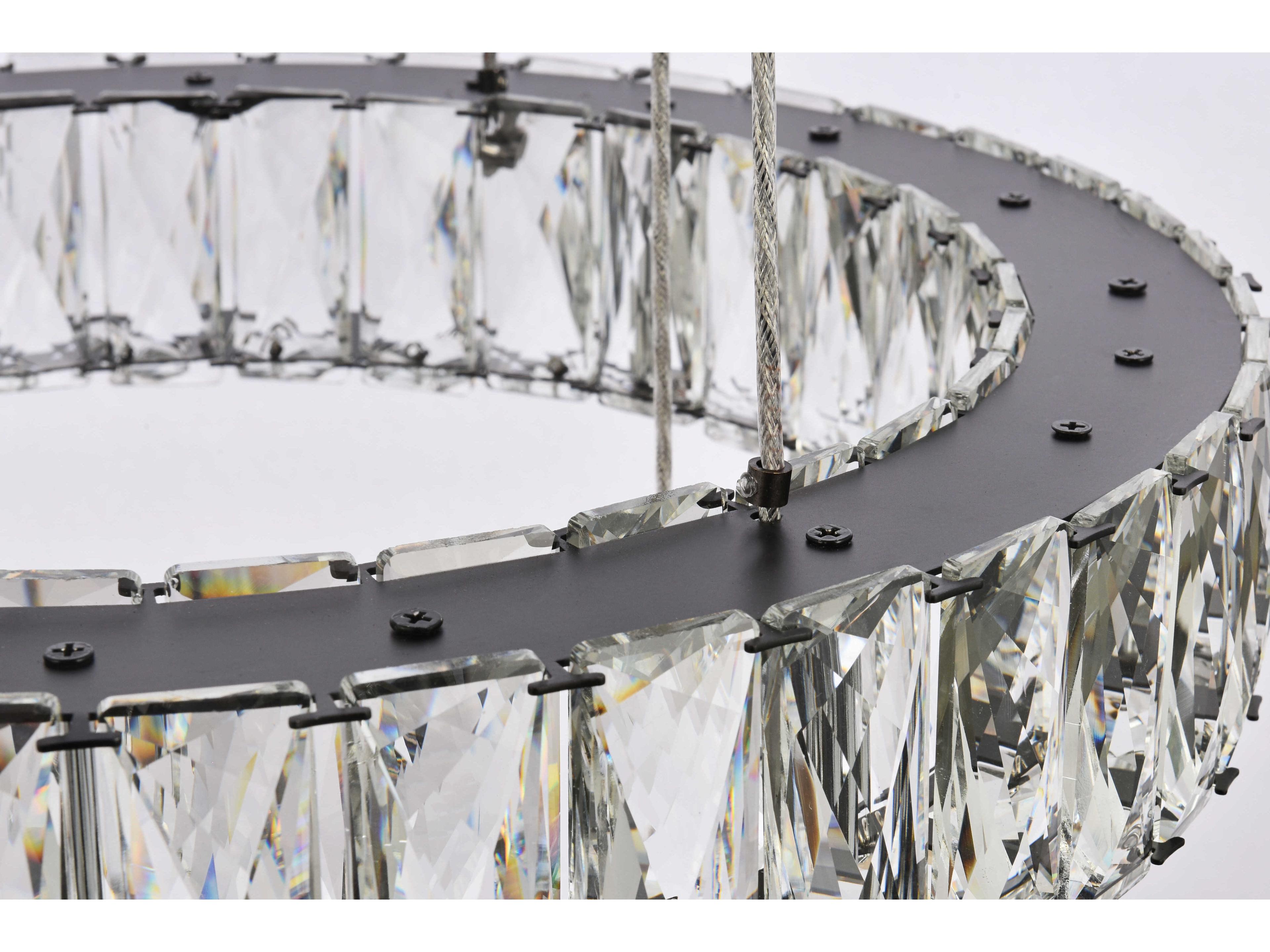 Elegant Lighting Monroe 5-Light Black Crystal LED Drum Tiered Chandelier