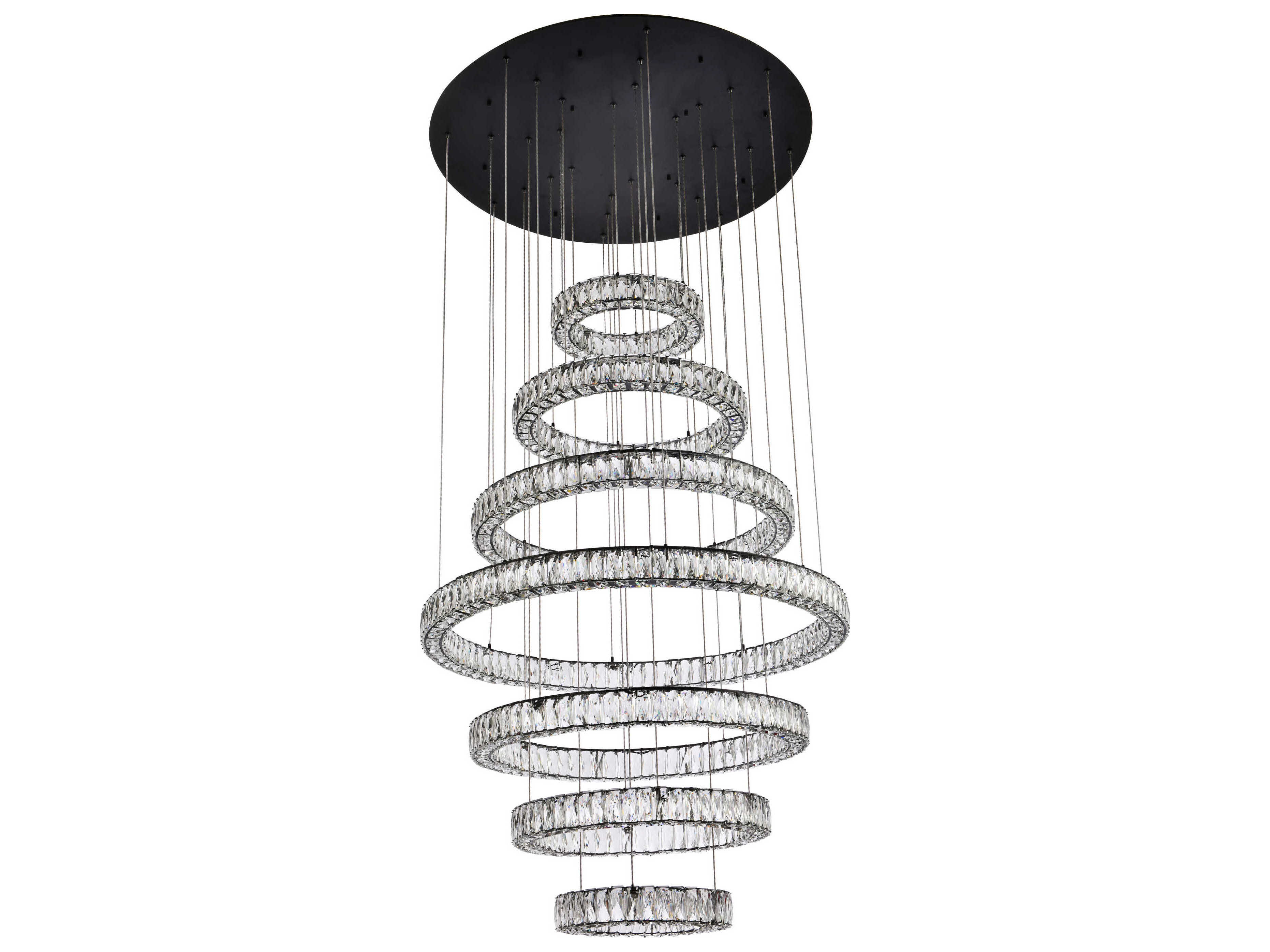 Elegant Lighting Monroe 7-Light Black Crystal LED Drum Tiered Chandelier