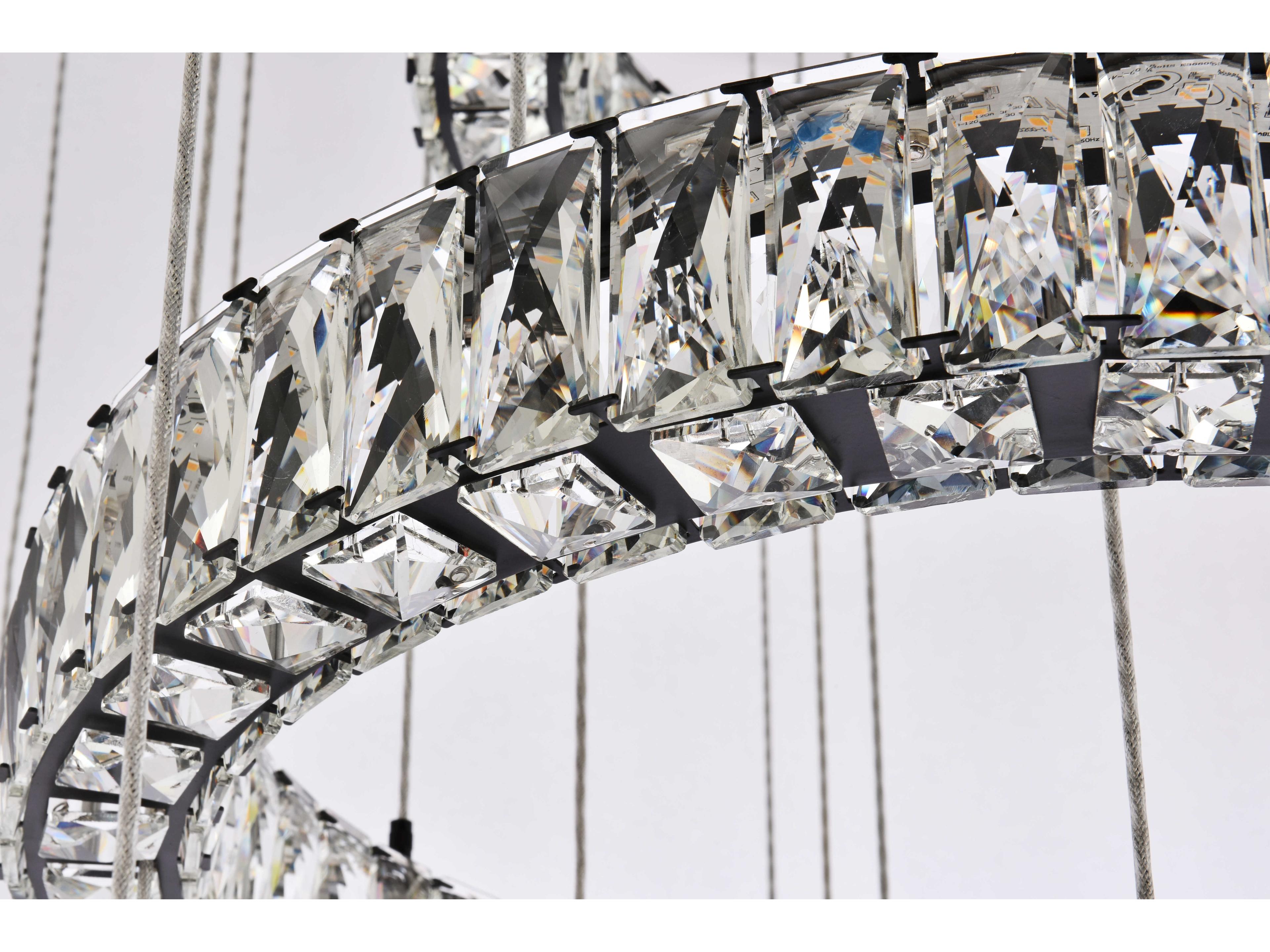 Elegant Lighting Monroe 7-Light Black Crystal LED Drum Tiered Chandelier