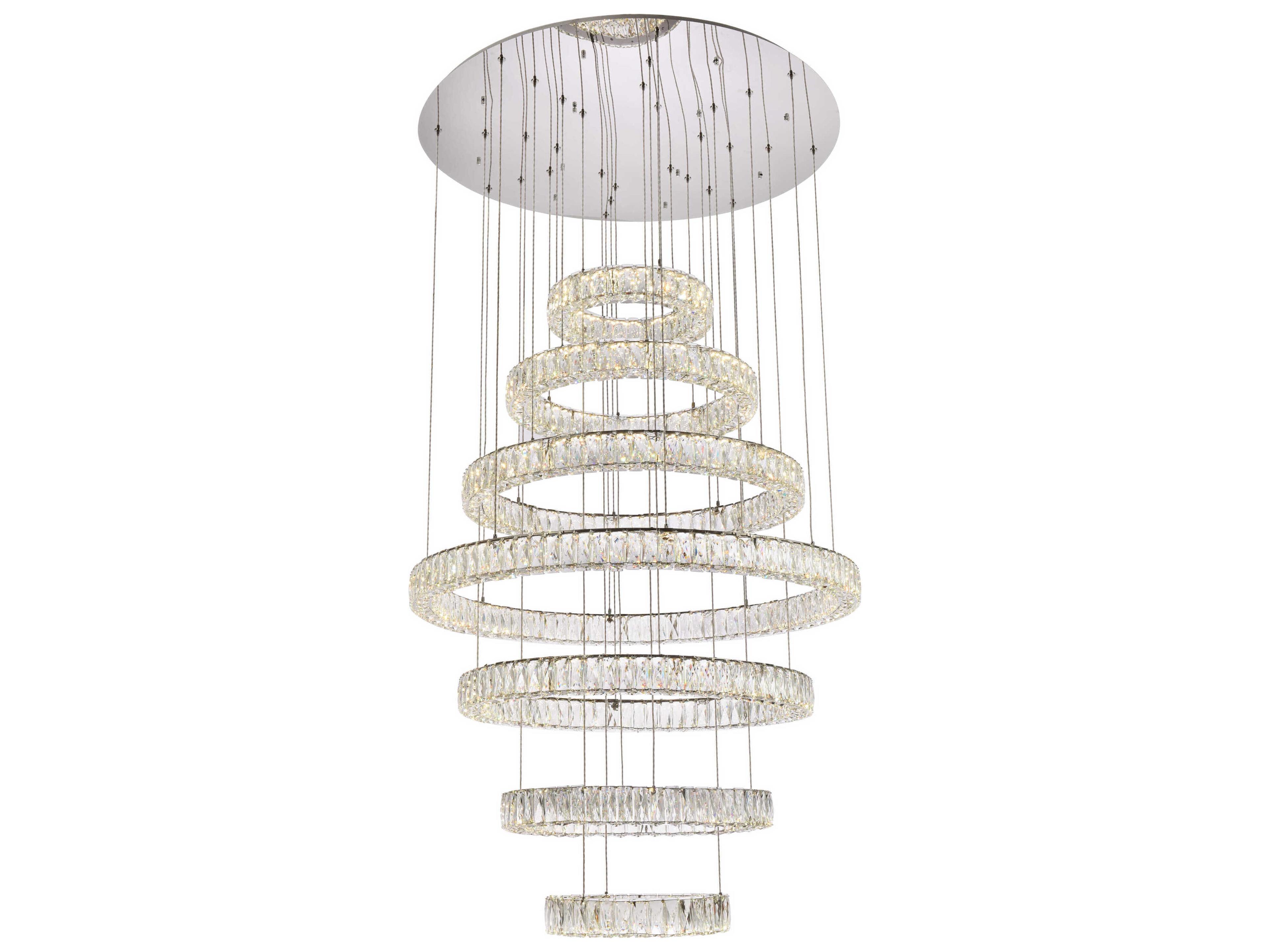 Elegant Lighting Monroe 7-Light Chrome Crystal LED Drum Tiered Chandelier