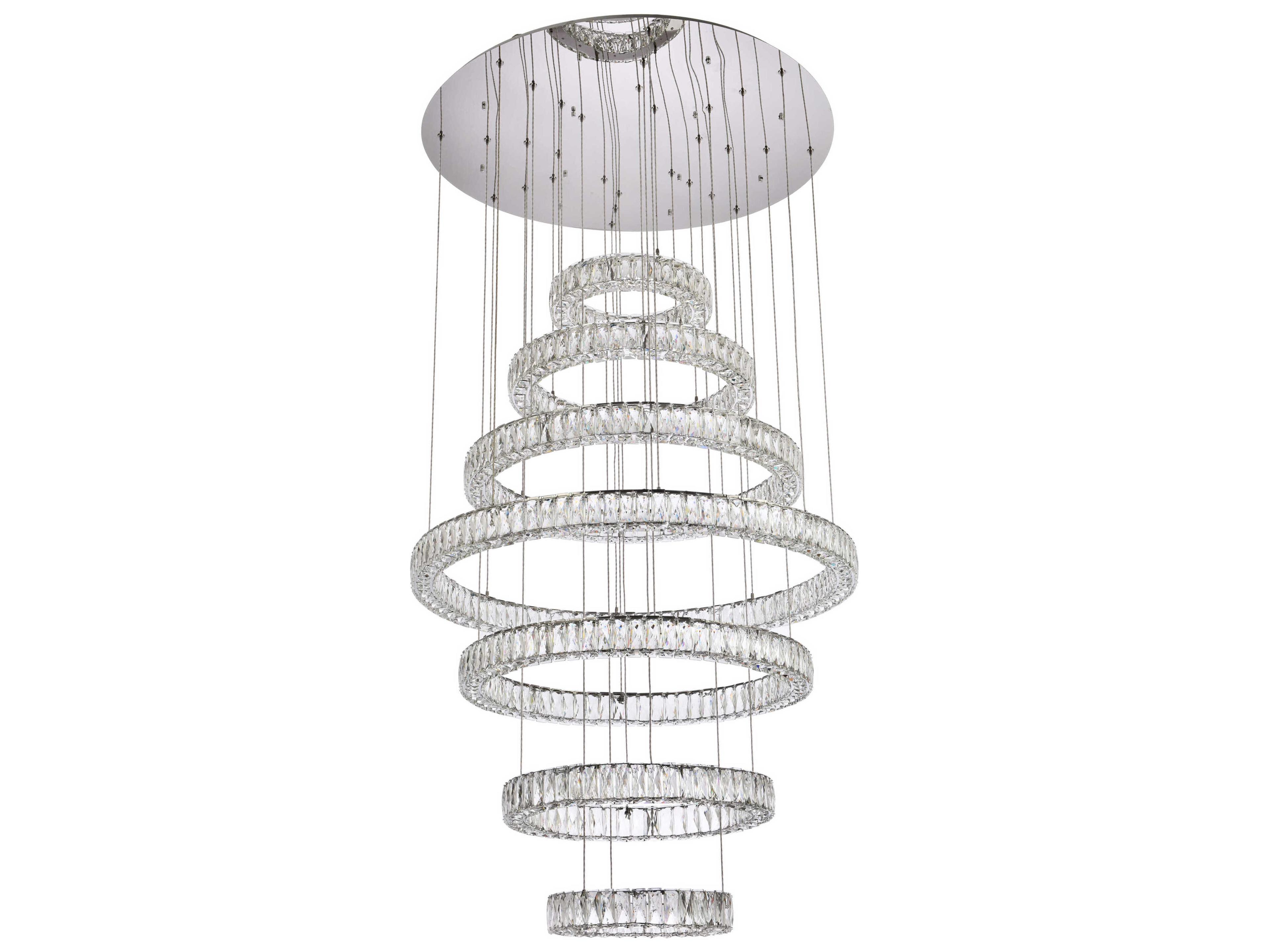 Elegant Lighting Monroe 7-Light Chrome Crystal LED Drum Tiered Chandelier
