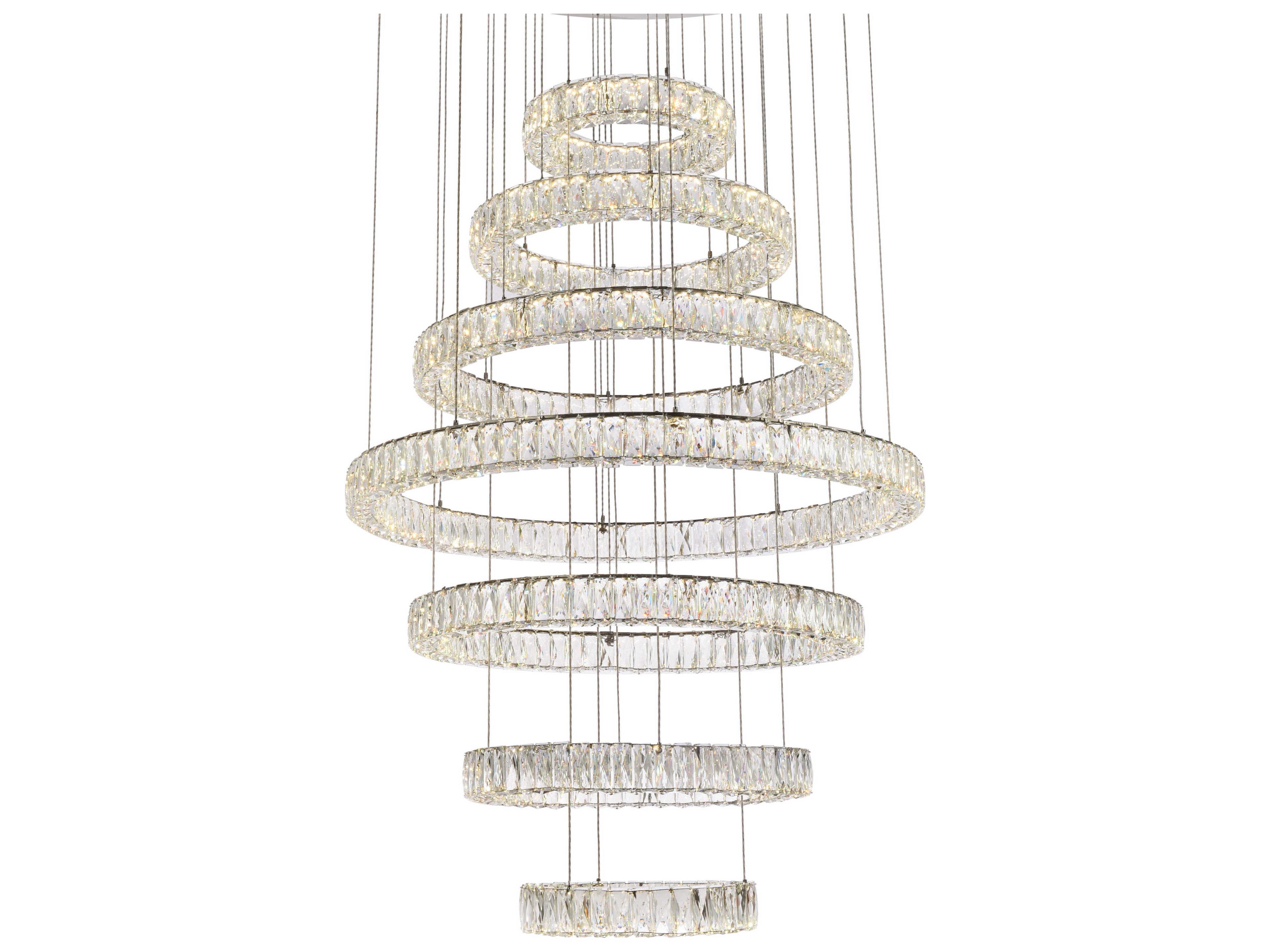 Elegant Lighting Monroe 7-Light Chrome Crystal LED Drum Tiered Chandelier