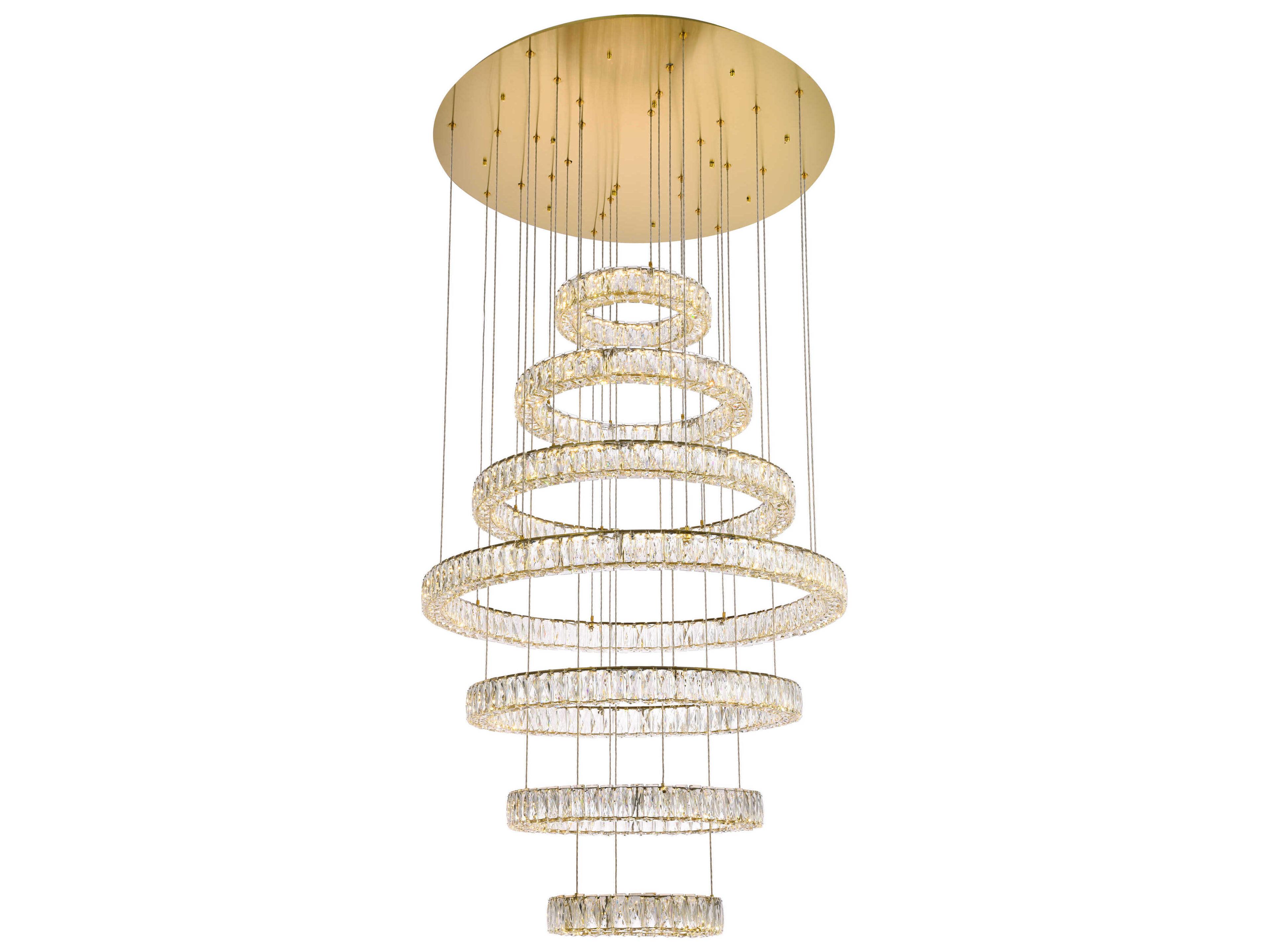 Elegant Lighting Monroe 7-Light Gold Crystal LED Drum Tiered Chandelier