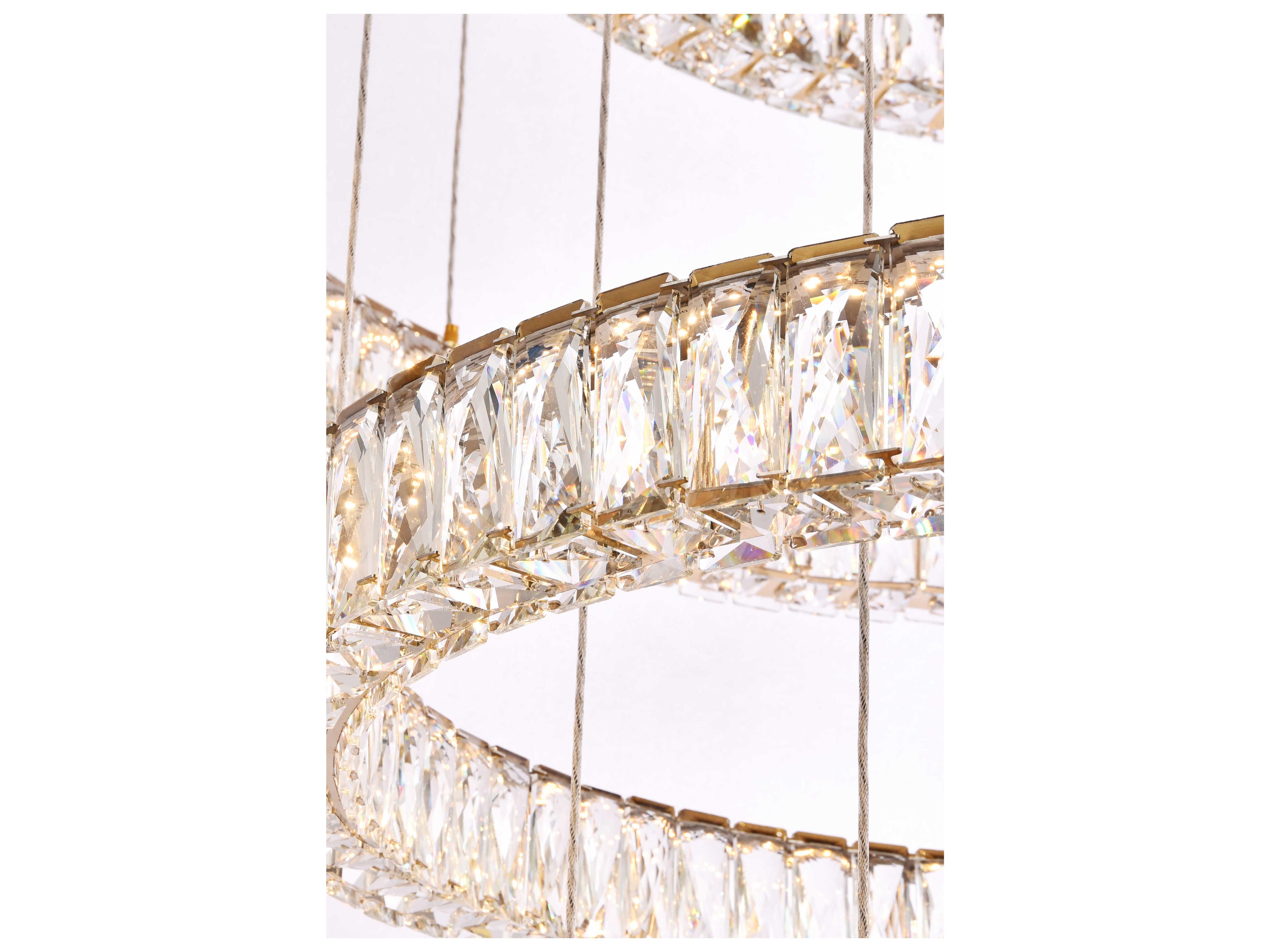 Elegant Lighting Monroe 7-Light Gold Crystal LED Drum Tiered Chandelier
