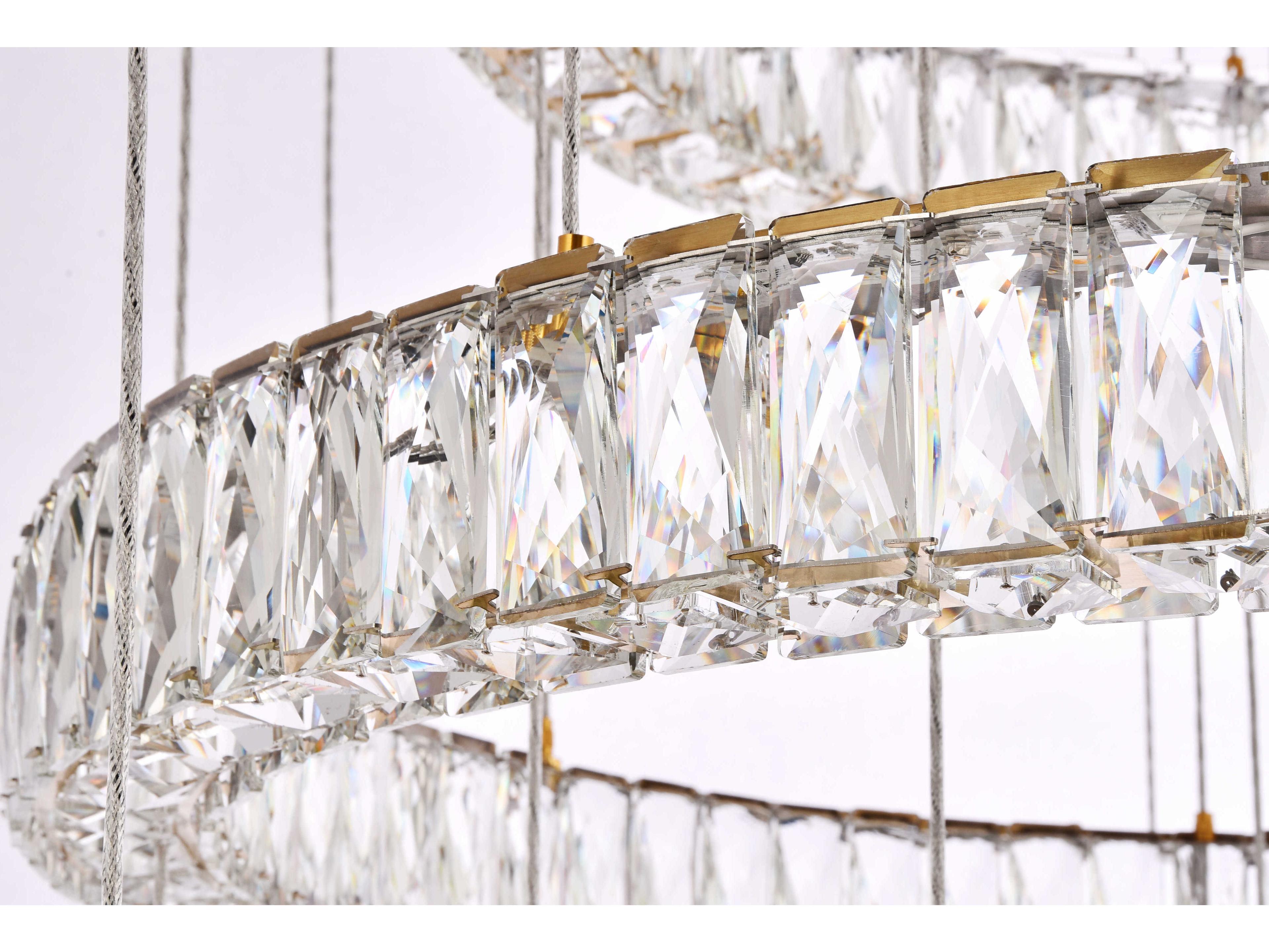 Elegant Lighting Monroe 7-Light Gold Crystal LED Drum Tiered Chandelier