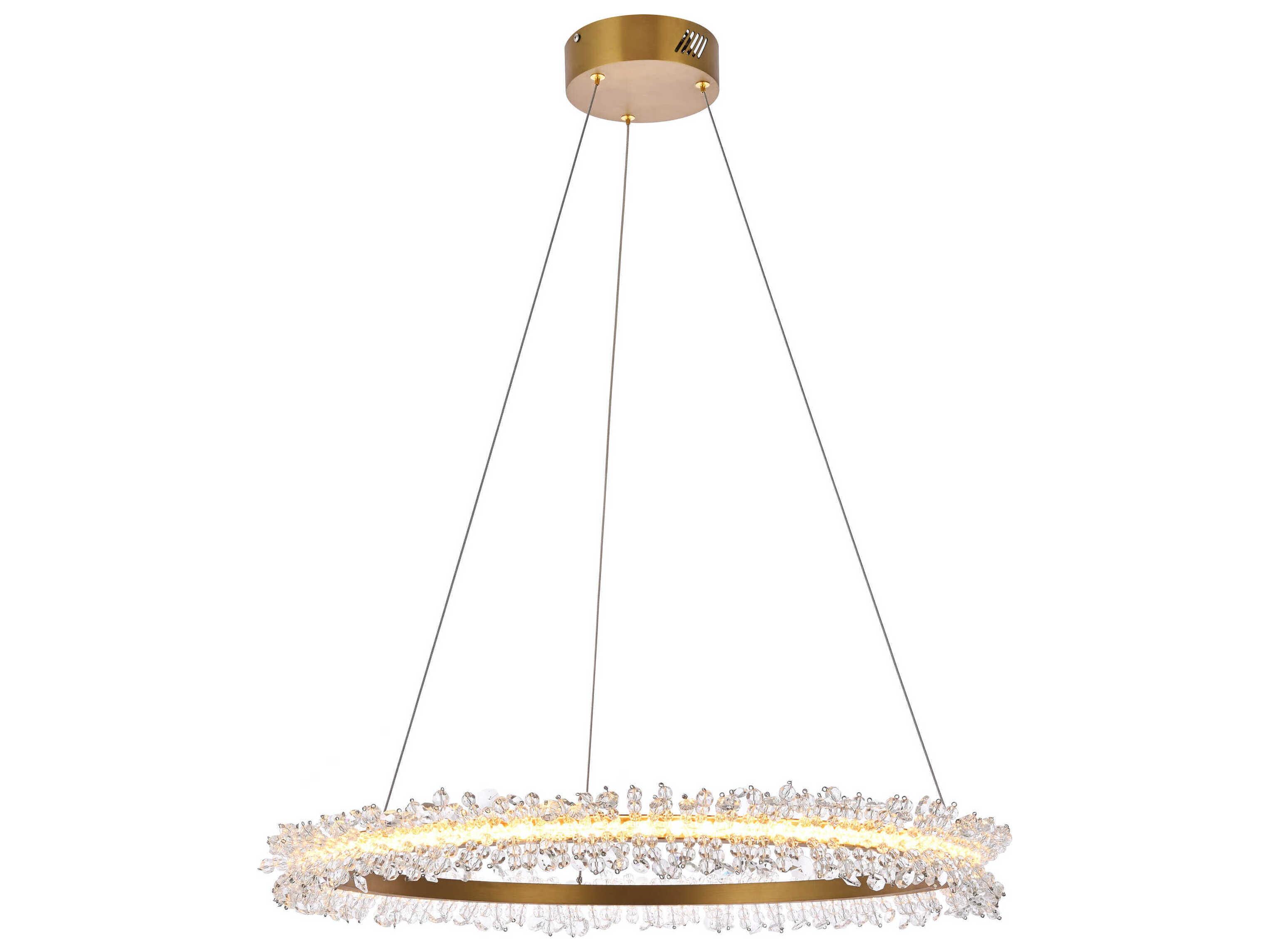 Elegant Lighting Laurel Gold Clear Crystal LED Drum Chandelier