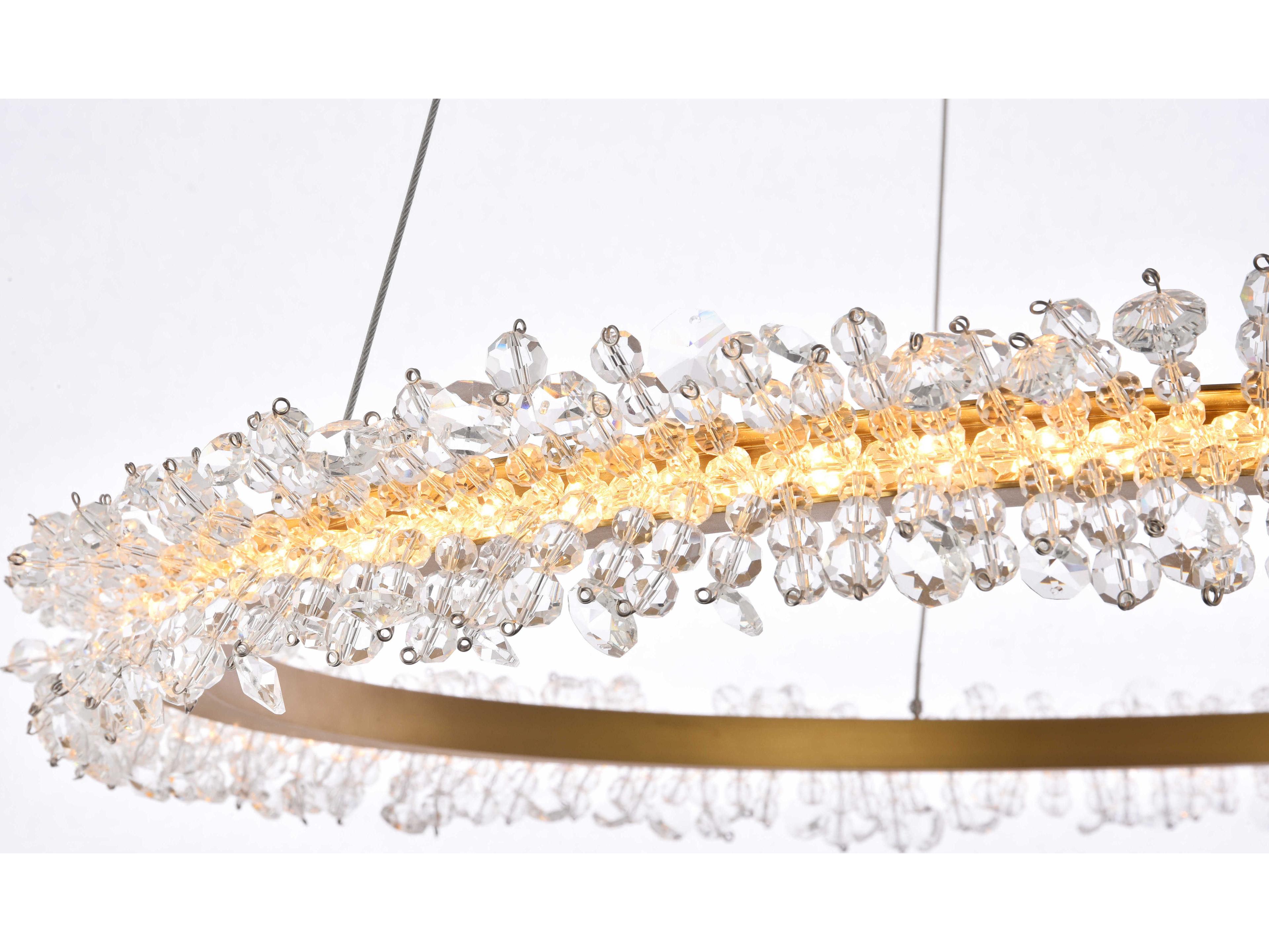 Elegant Lighting Laurel Gold Clear Crystal LED Drum Chandelier