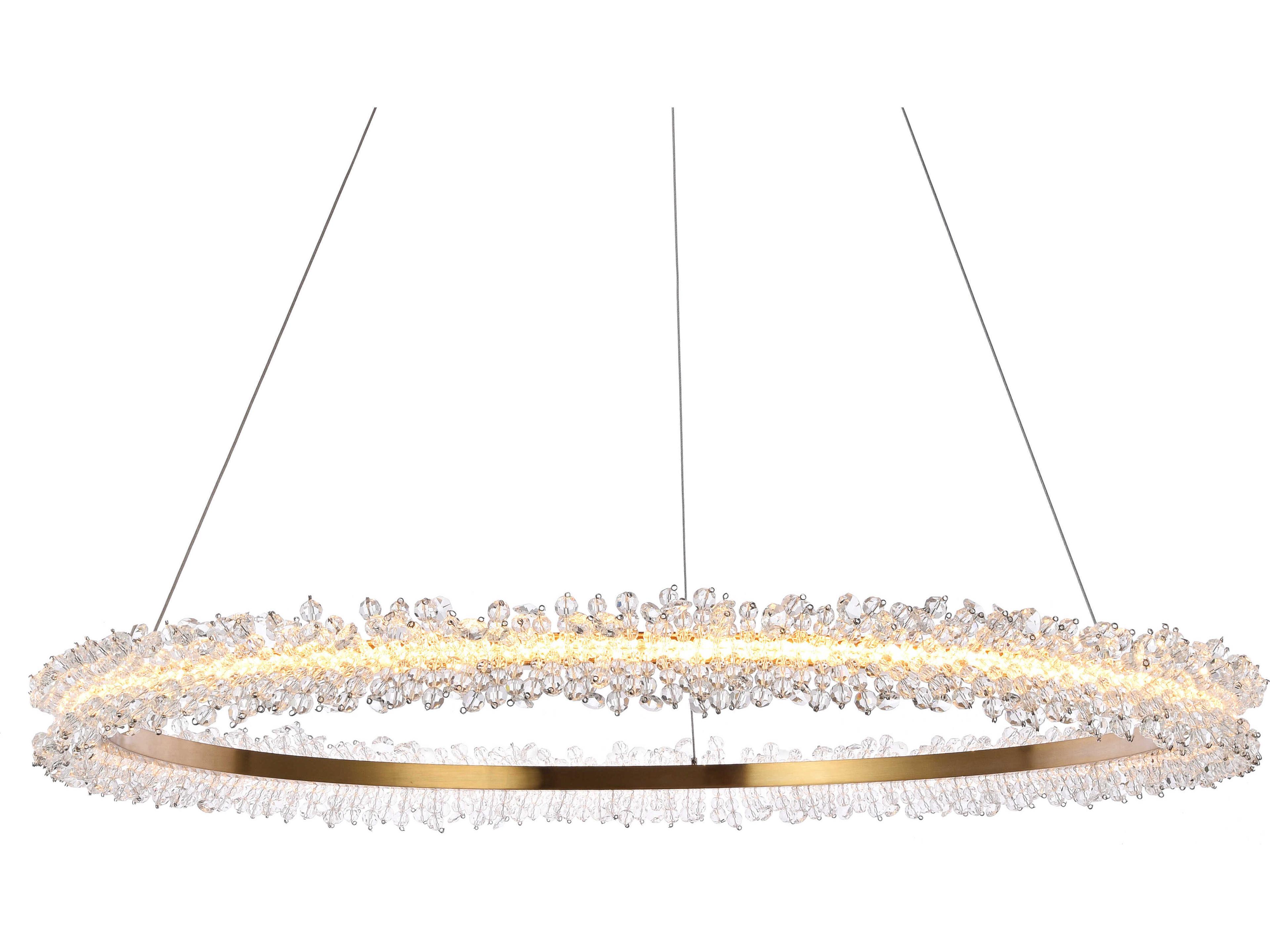 Elegant Lighting Laurel Gold Clear Crystal LED Drum Chandelier