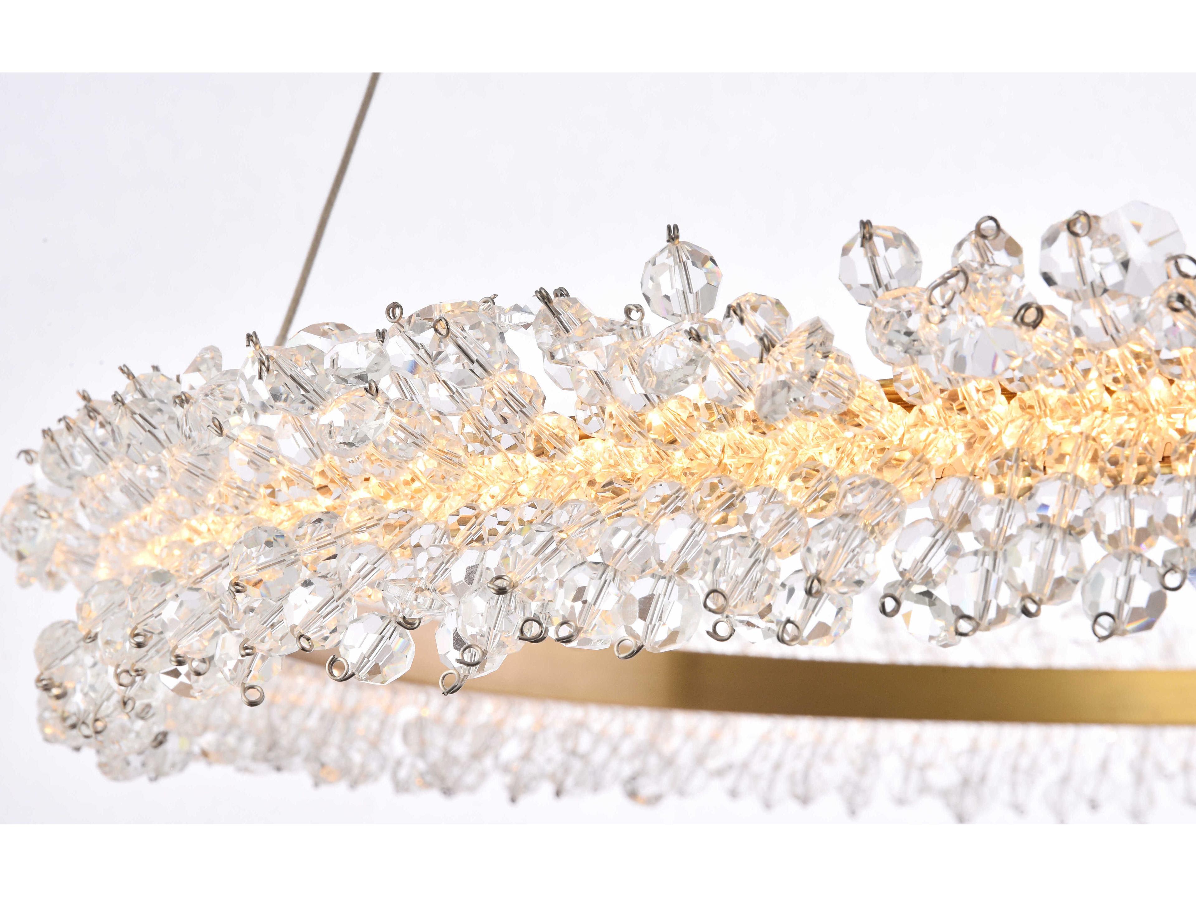 Elegant Lighting Laurel Gold Clear Crystal LED Drum Chandelier