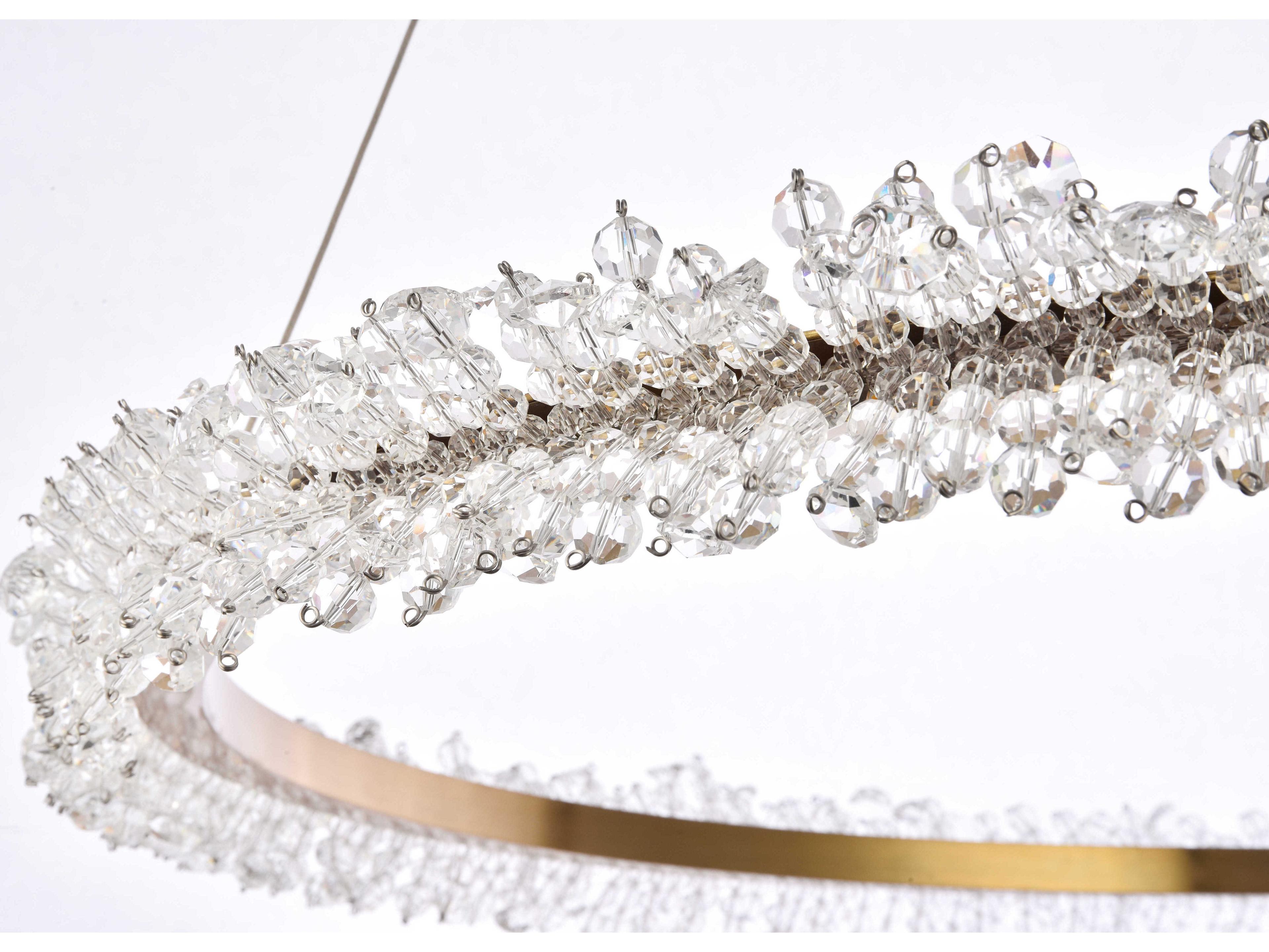 Elegant Lighting Laurel Gold Clear Crystal LED Drum Chandelier