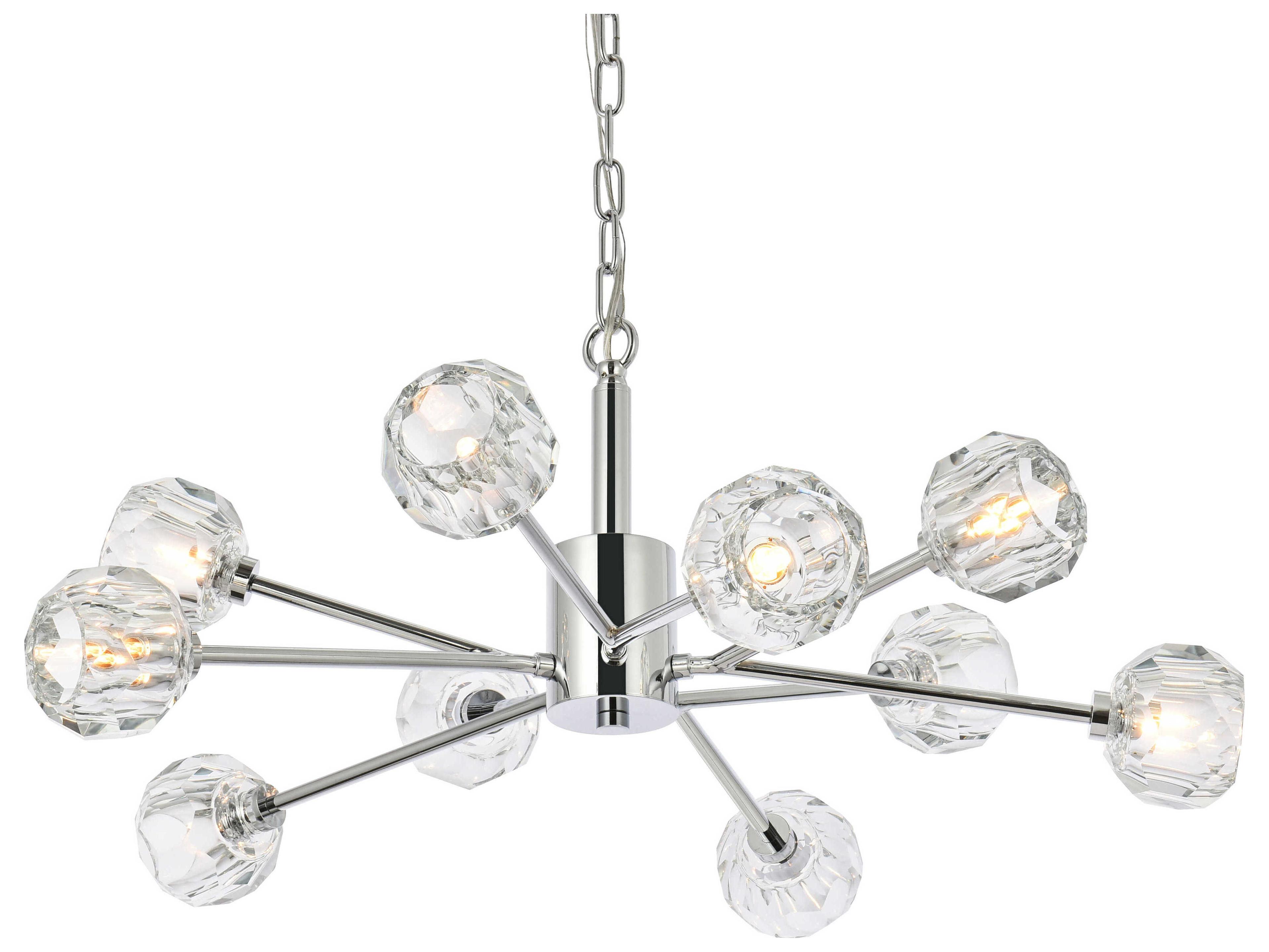 Elegant Lighting Graham 10-Light Chrome Crystal Geometric Pendant