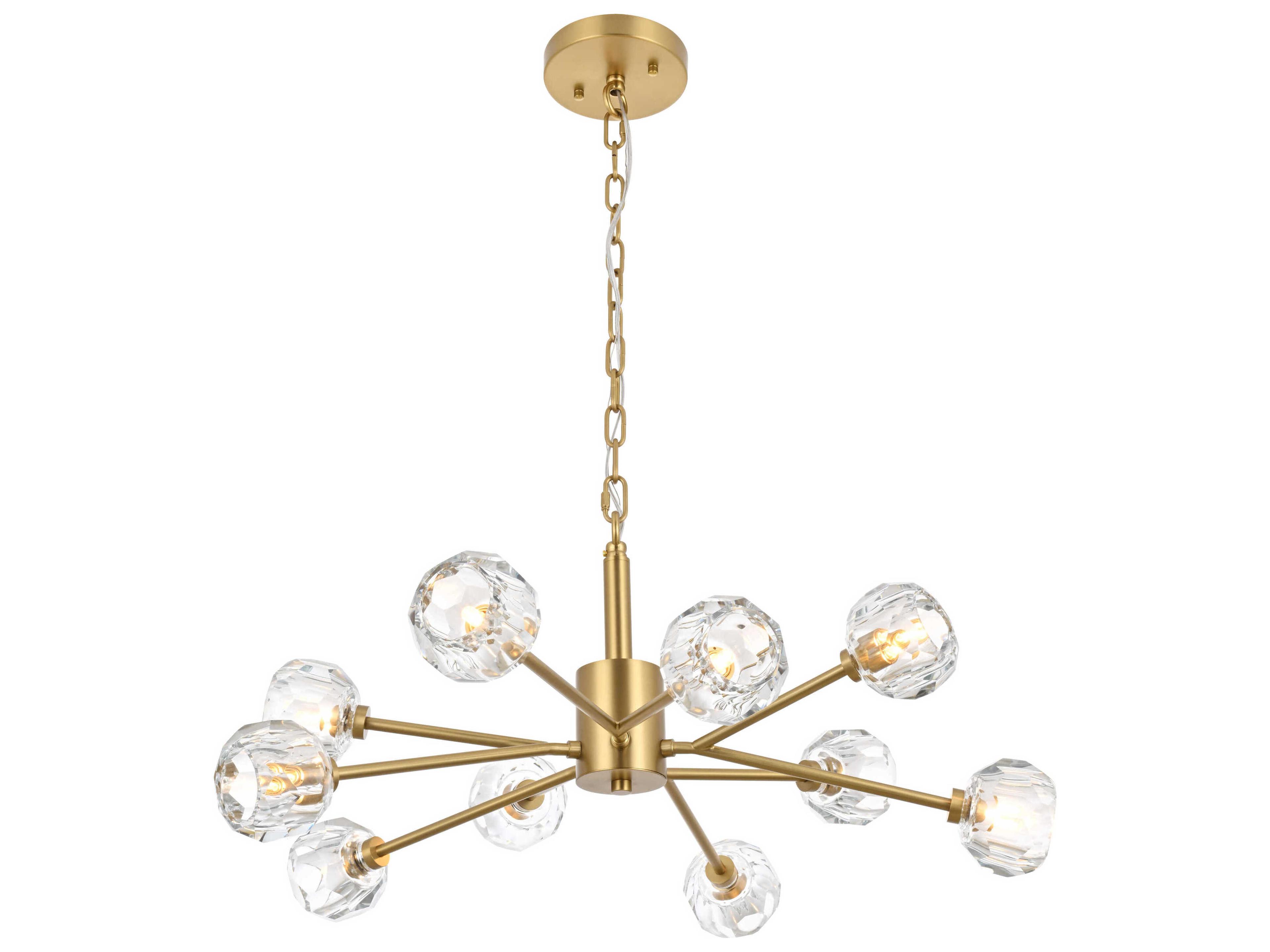 Elegant Lighting Graham 10-Light Gold Crystal Geometric Pendant