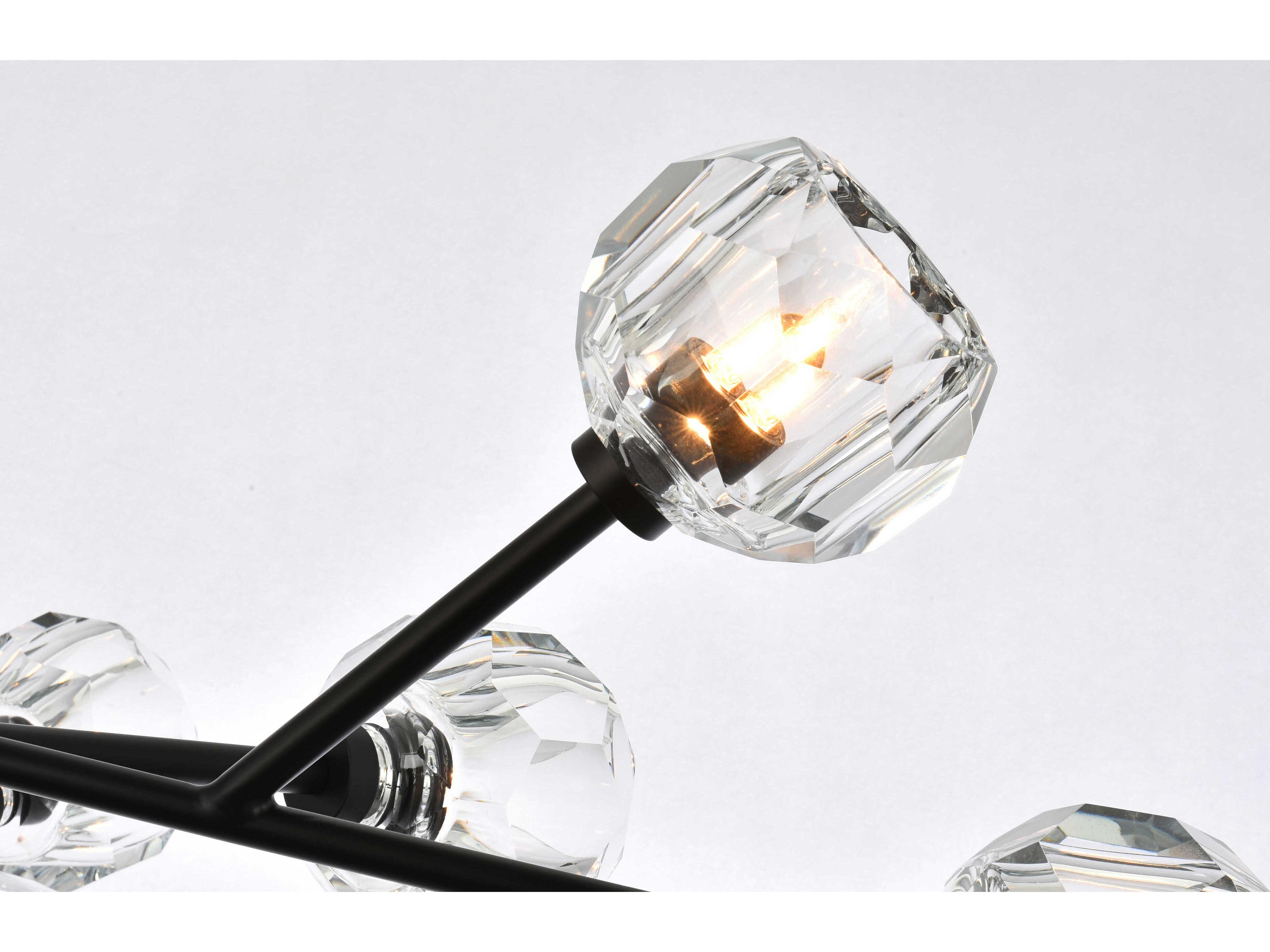 Elegant Lighting Graham 12-Light Black Crystal Geometric Pendant