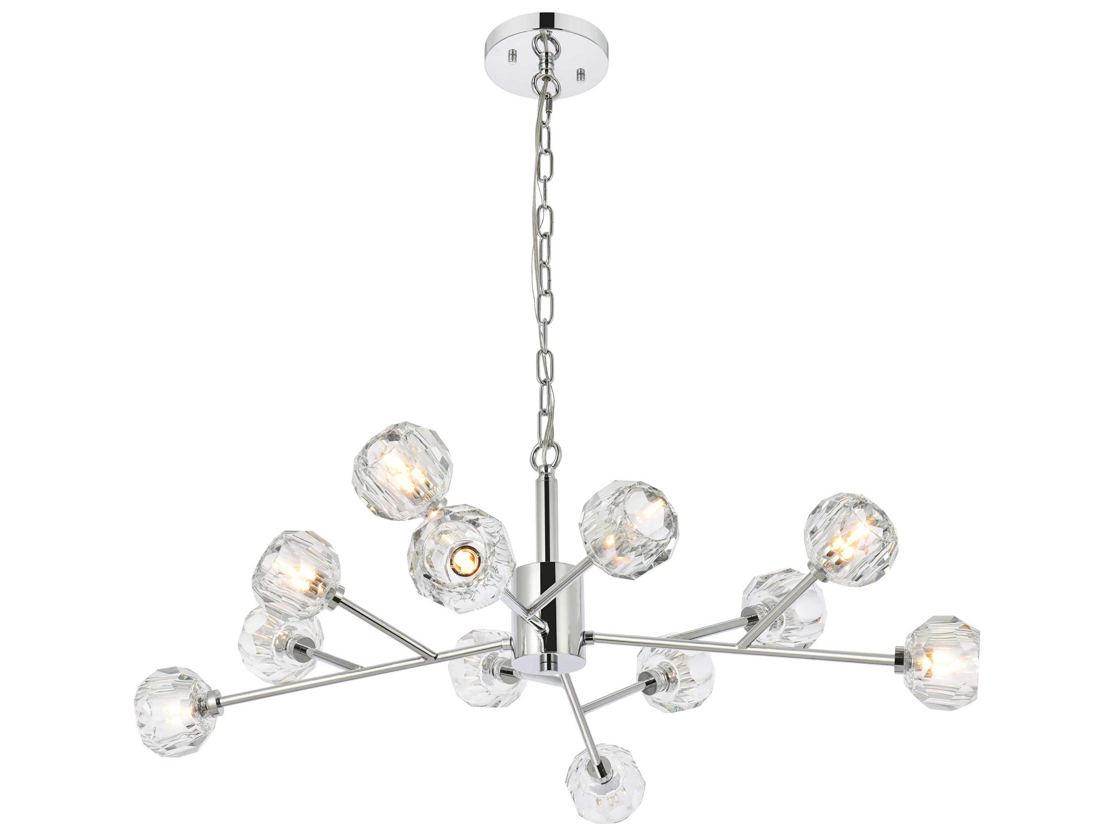Elegant Lighting Graham 12-Light Chrome Crystal Geometric Pendant