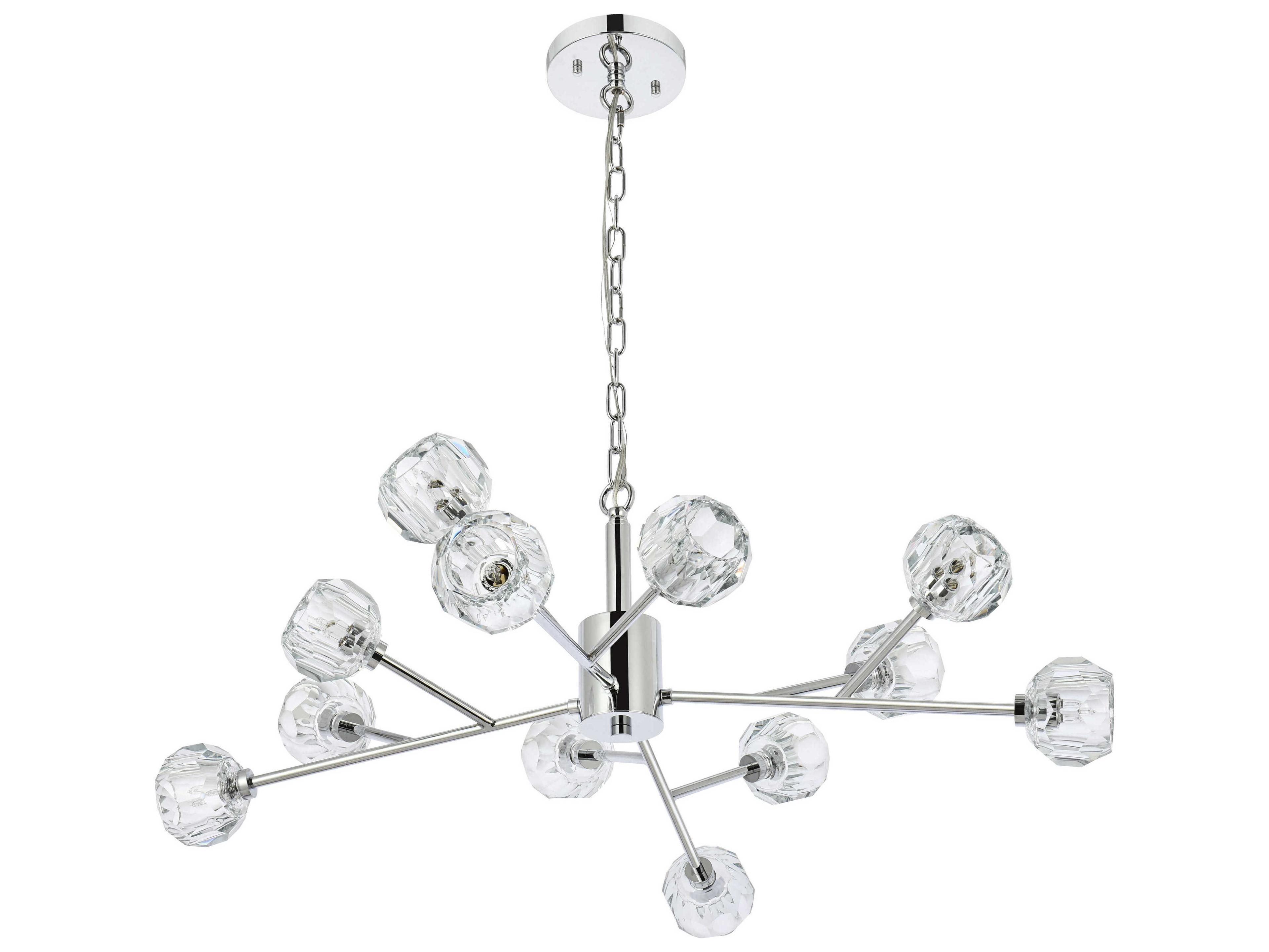 Elegant Lighting Graham 12-Light Chrome Crystal Geometric Pendant