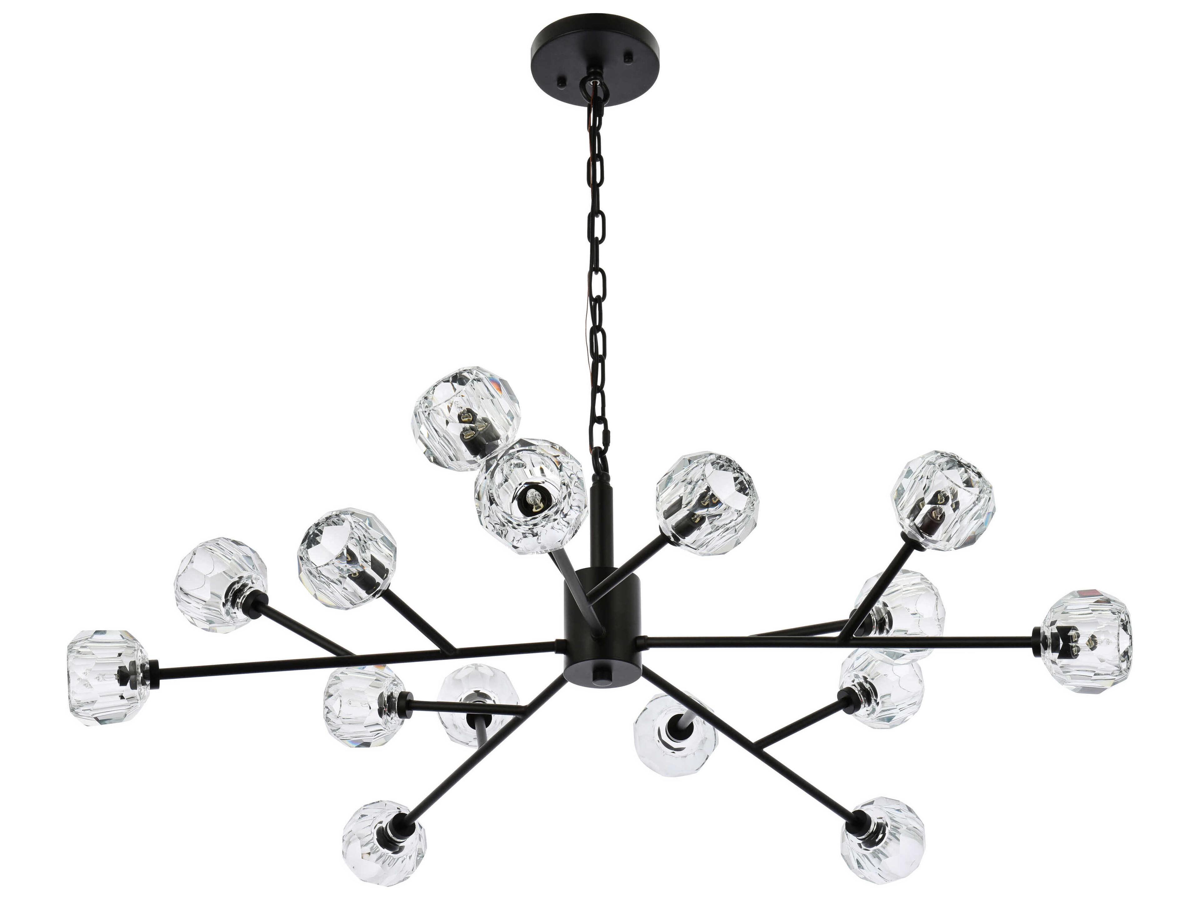 Elegant Lighting Graham 15-Light Black Crystal Geometric Pendant