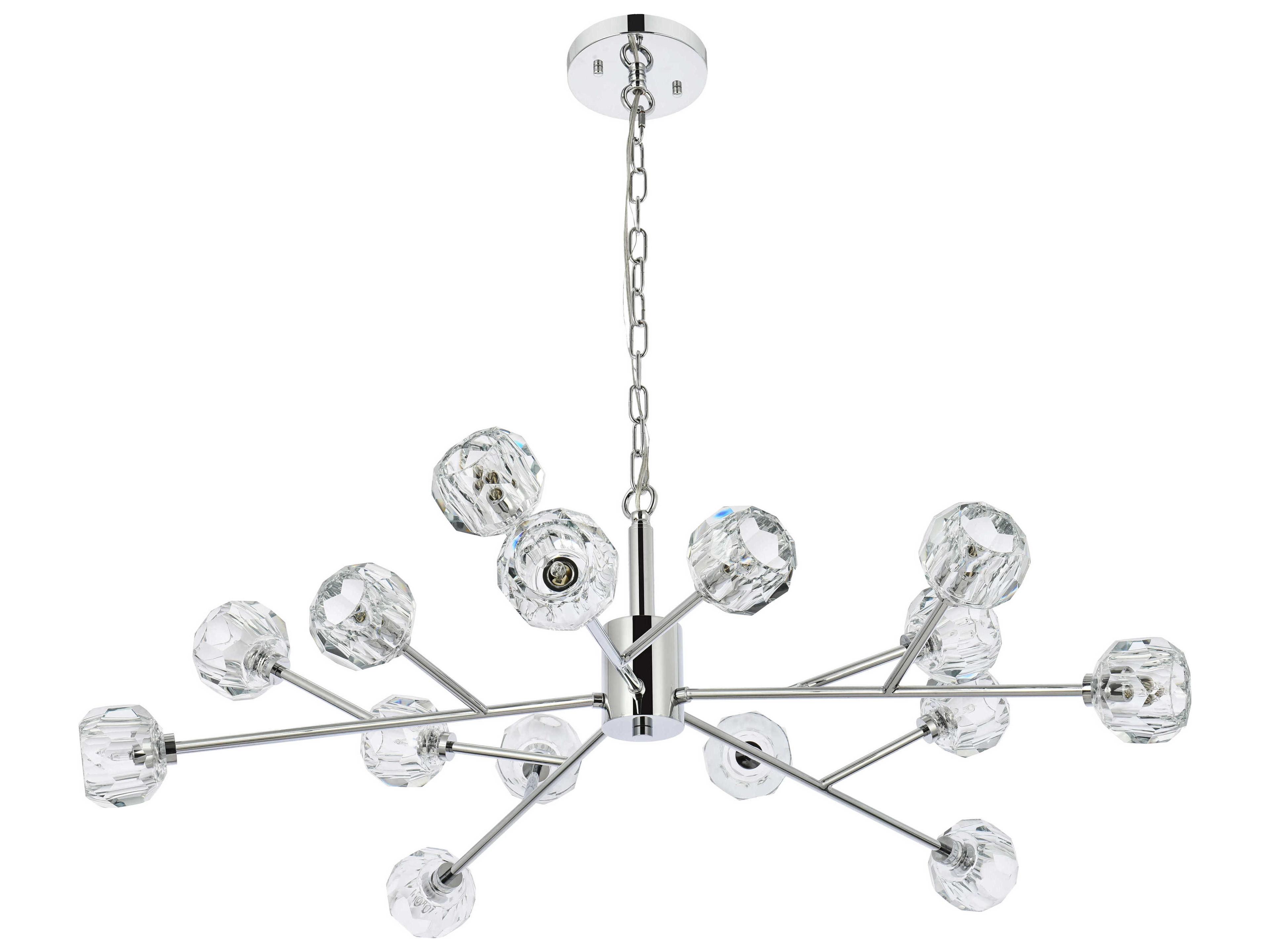 Elegant Lighting Graham 15-Light Chrome Crystal Geometric Pendant