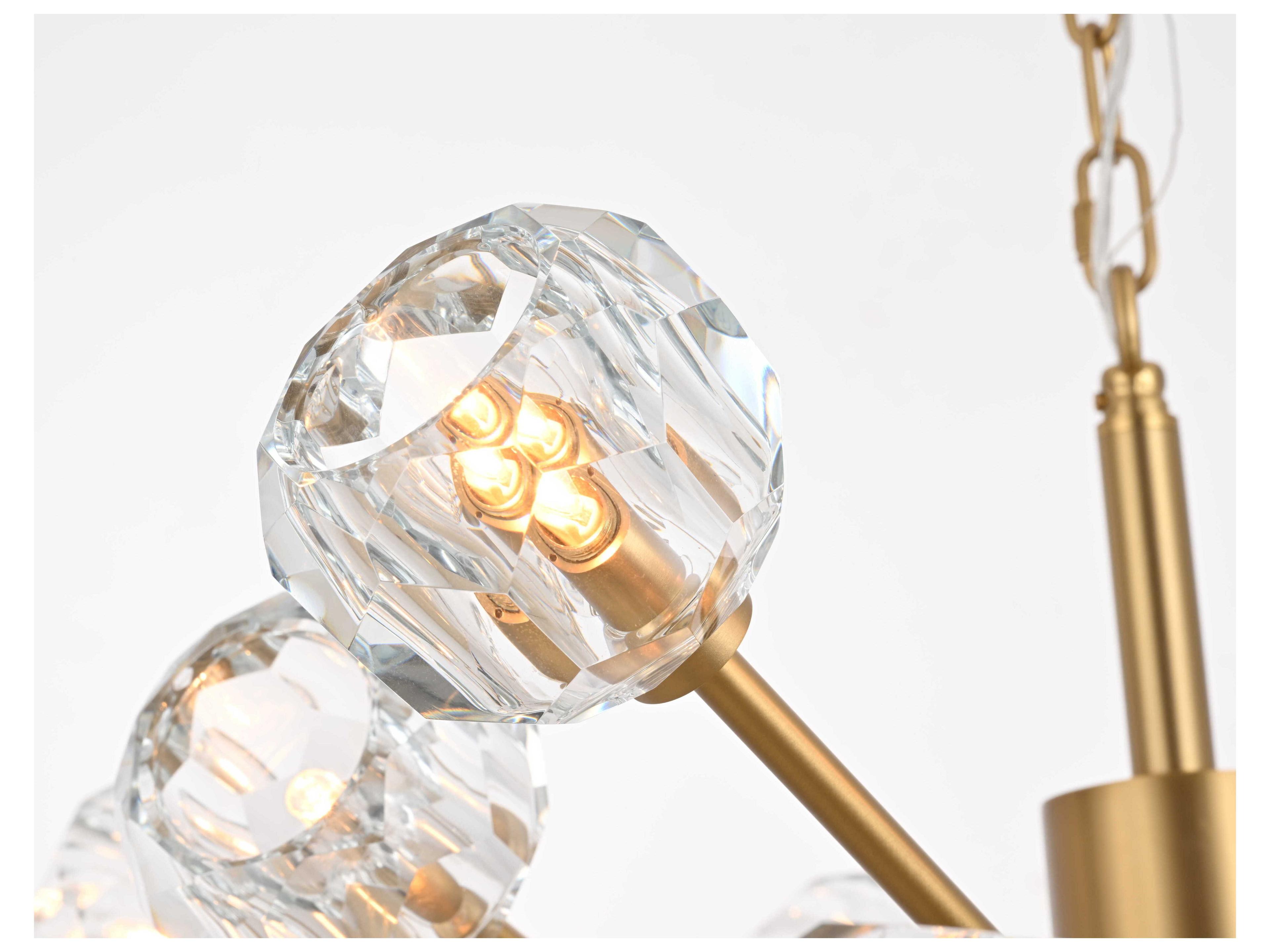 Elegant Lighting Graham 18-Light8-Light Gold Crystal Geometric Pendant