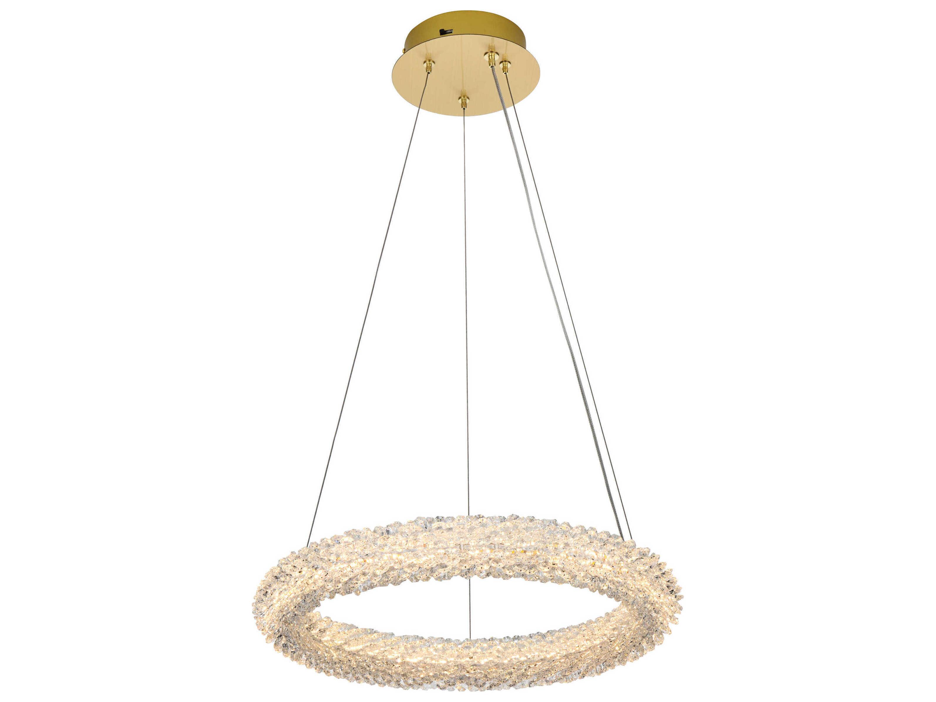 Elegant Lighting Bowen 1-Light Satin Gold Round Pendant