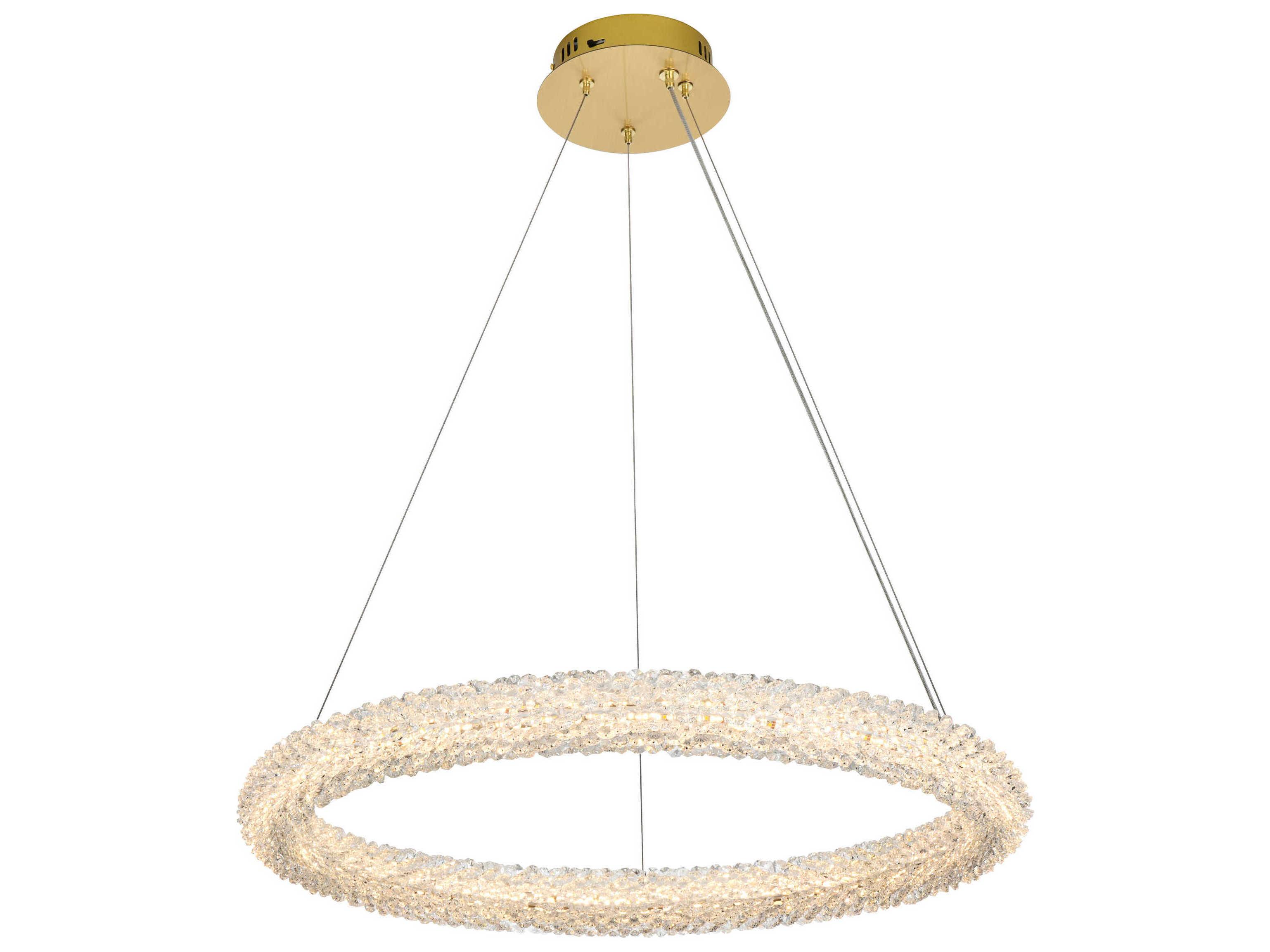 Elegant Lighting Bowen 1-Light Satin Gold Round Pendant