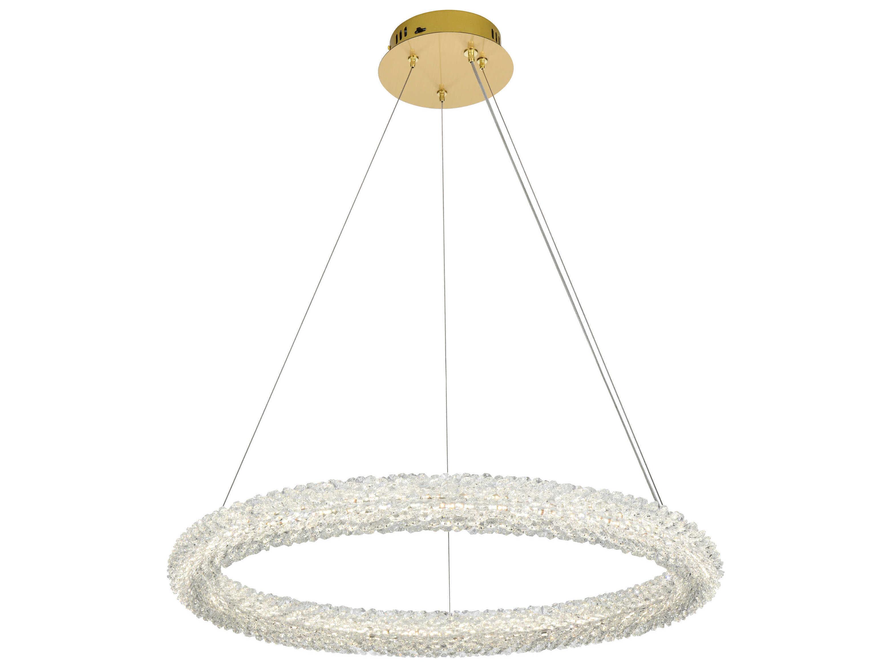 Elegant Lighting Bowen 1-Light Satin Gold Round Pendant