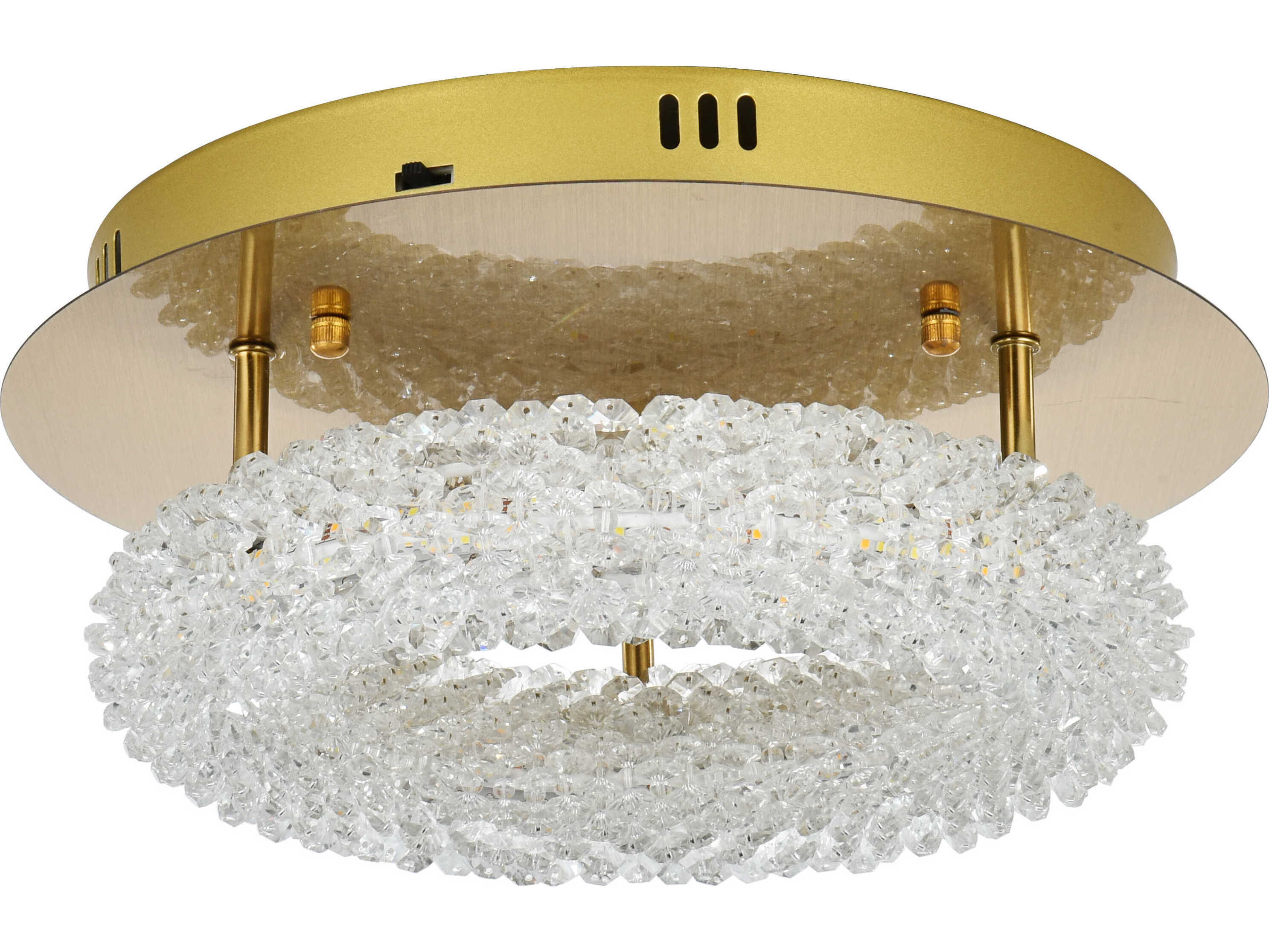 Elegant Lighting Bowen 1-Light Satin Gold Round Semi Flush Mount