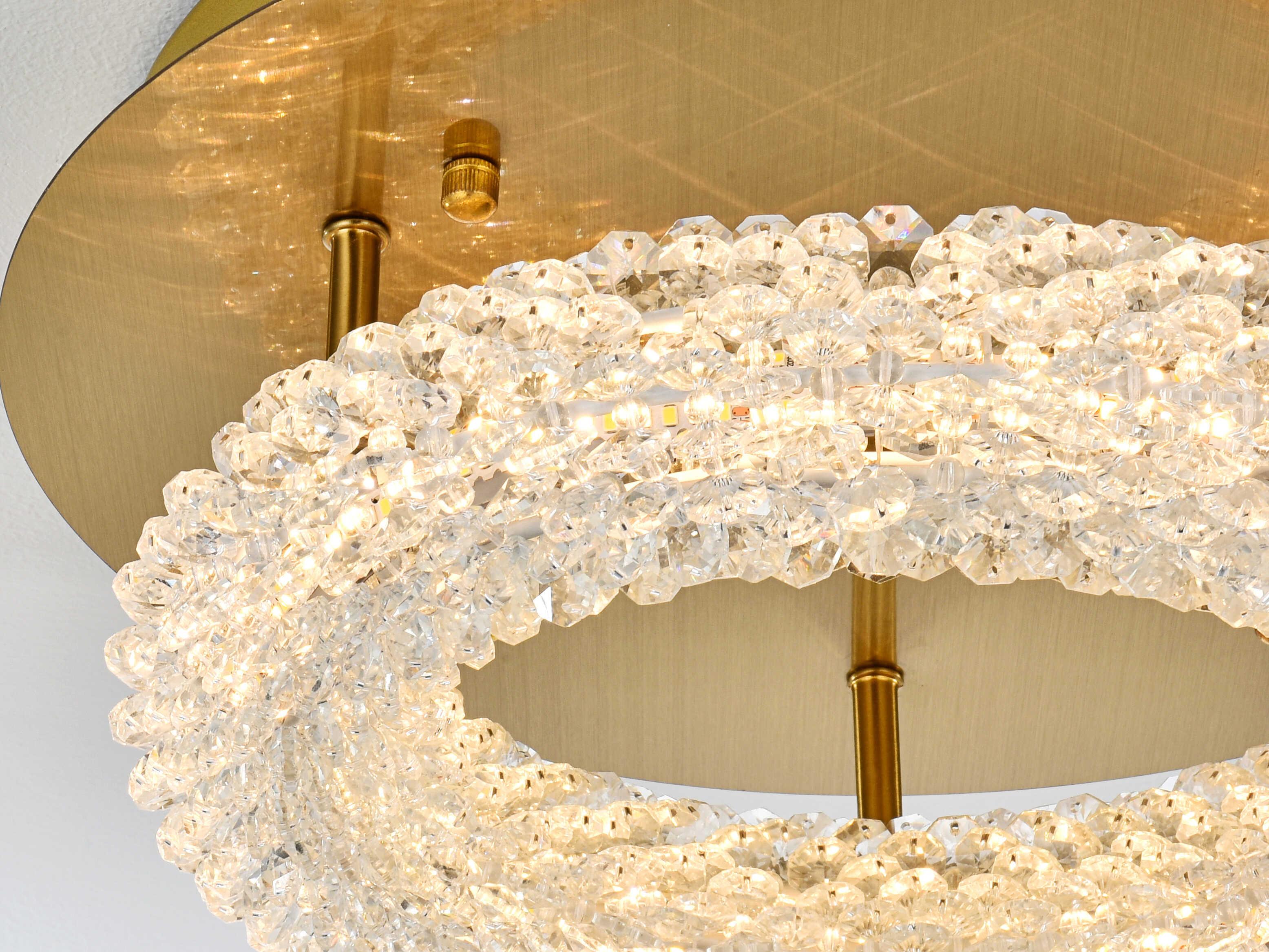 Elegant Lighting Bowen 1-Light Satin Gold Round Semi Flush Mount