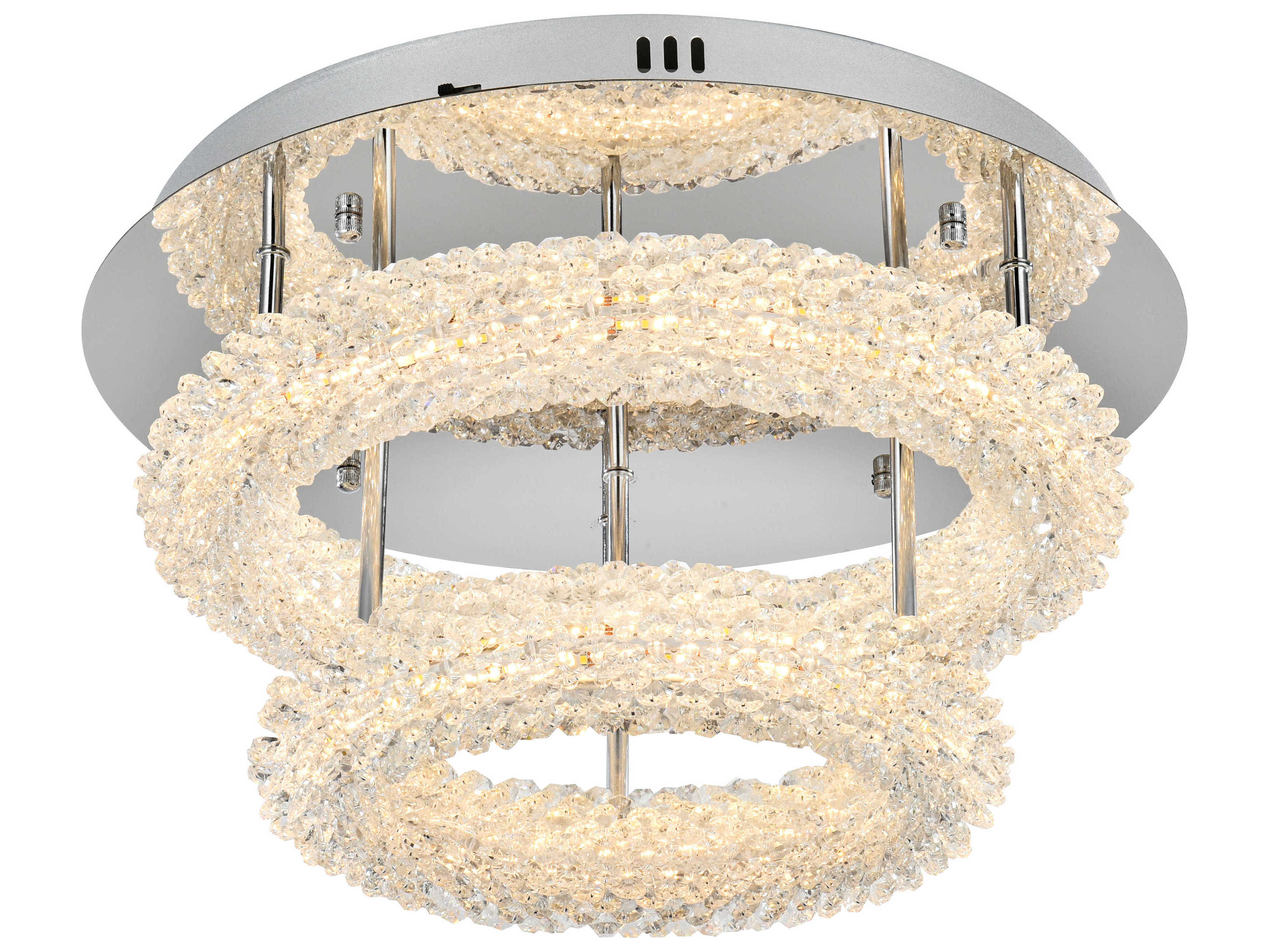 Elegant Lighting Bowen 2-Light Chrome Round Tiered Semi Flush Mount