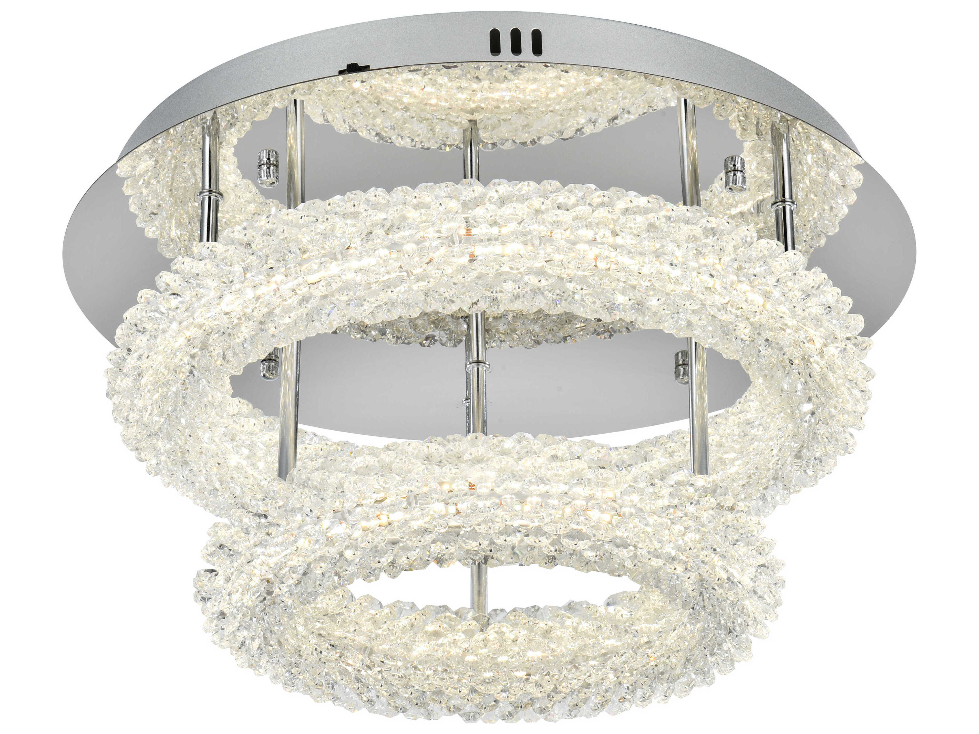 Elegant Lighting Bowen 2-Light Chrome Round Tiered Semi Flush Mount