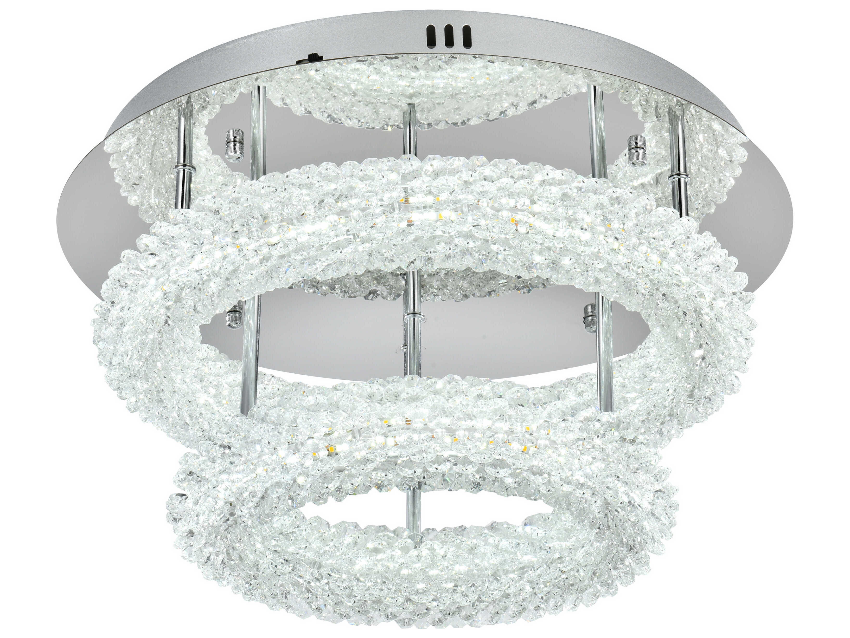 Elegant Lighting Bowen 2-Light Chrome Round Tiered Semi Flush Mount