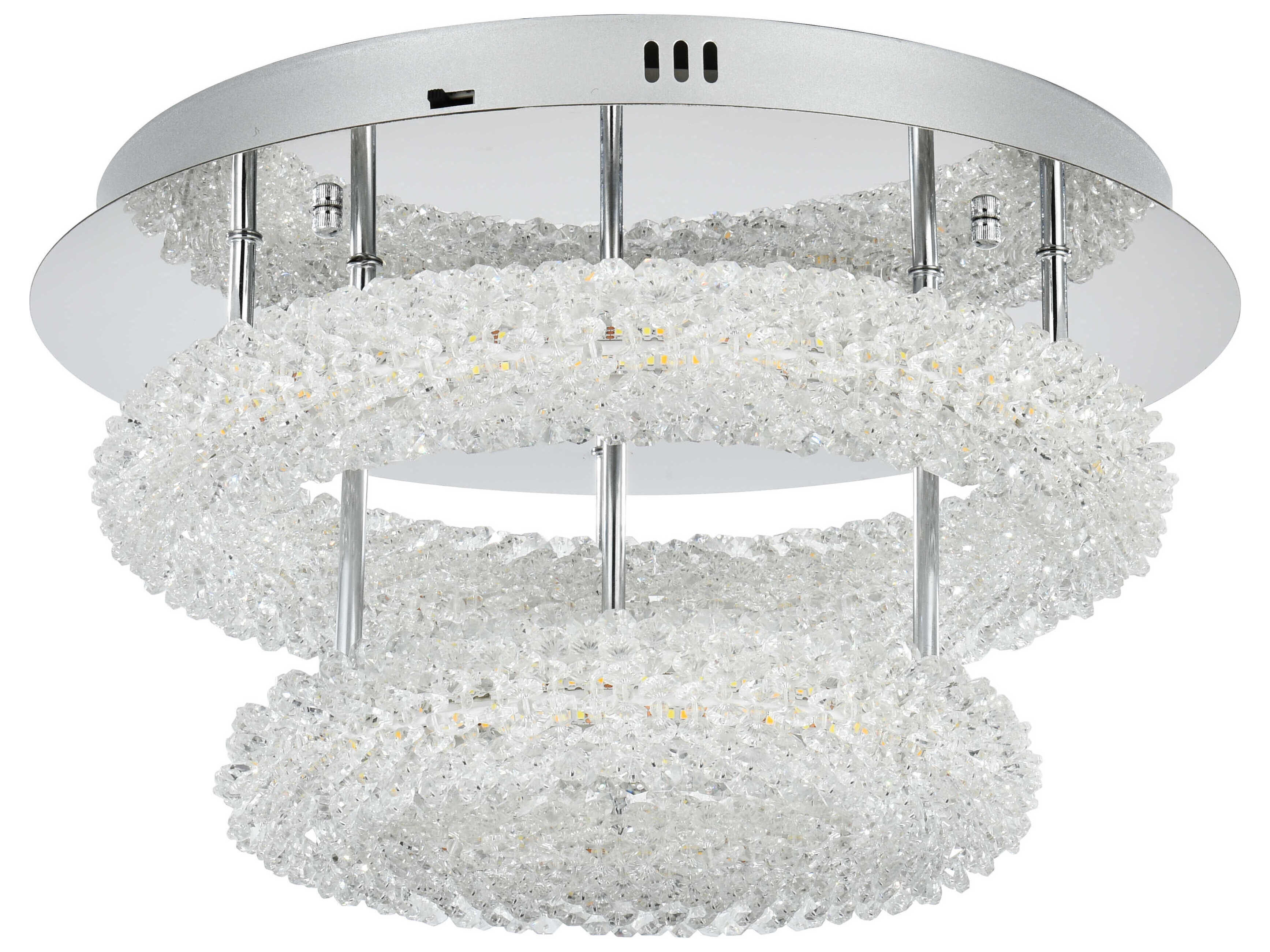 Elegant Lighting Bowen 2-Light Chrome Round Tiered Semi Flush Mount