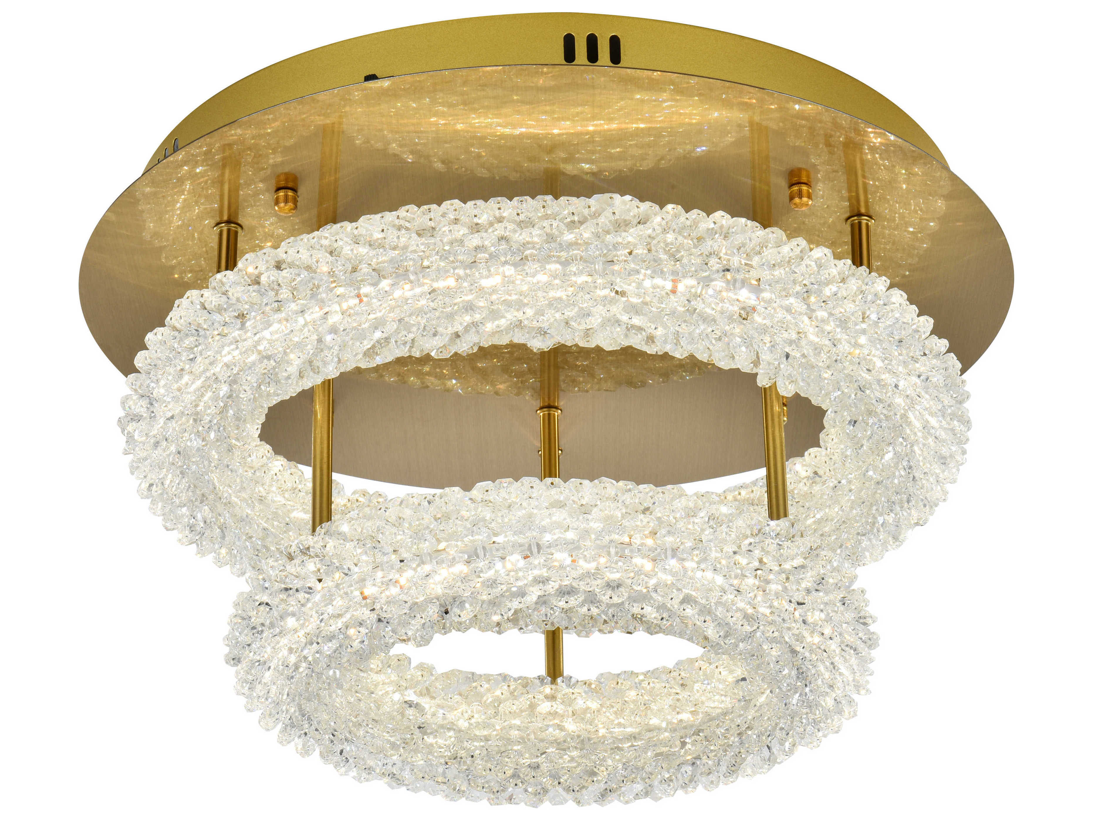 Elegant Lighting Bowen 2-Light Satin Gold Round Tiered Semi Flush Mount