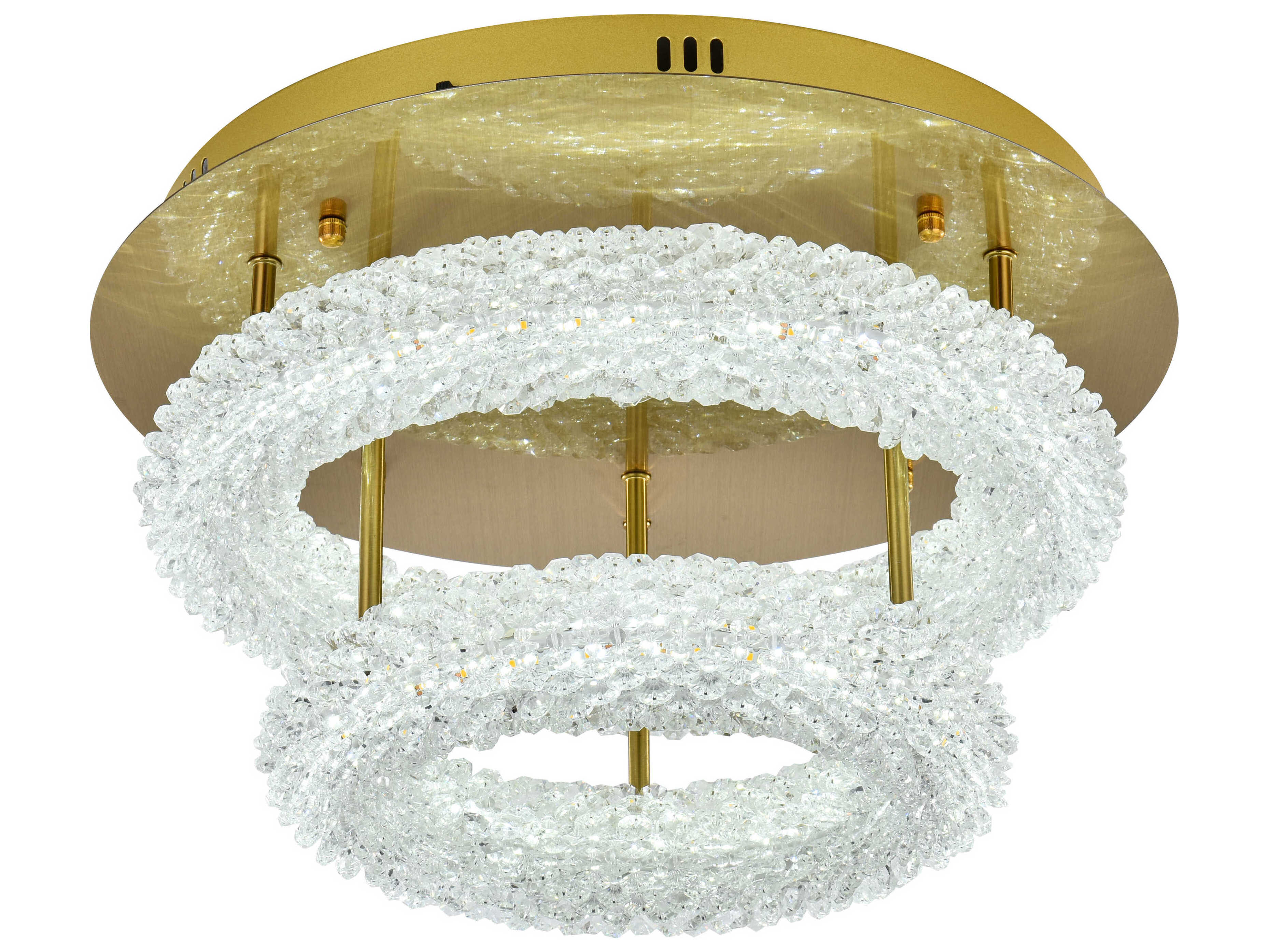 Elegant Lighting Bowen 2-Light Satin Gold Round Tiered Semi Flush Mount