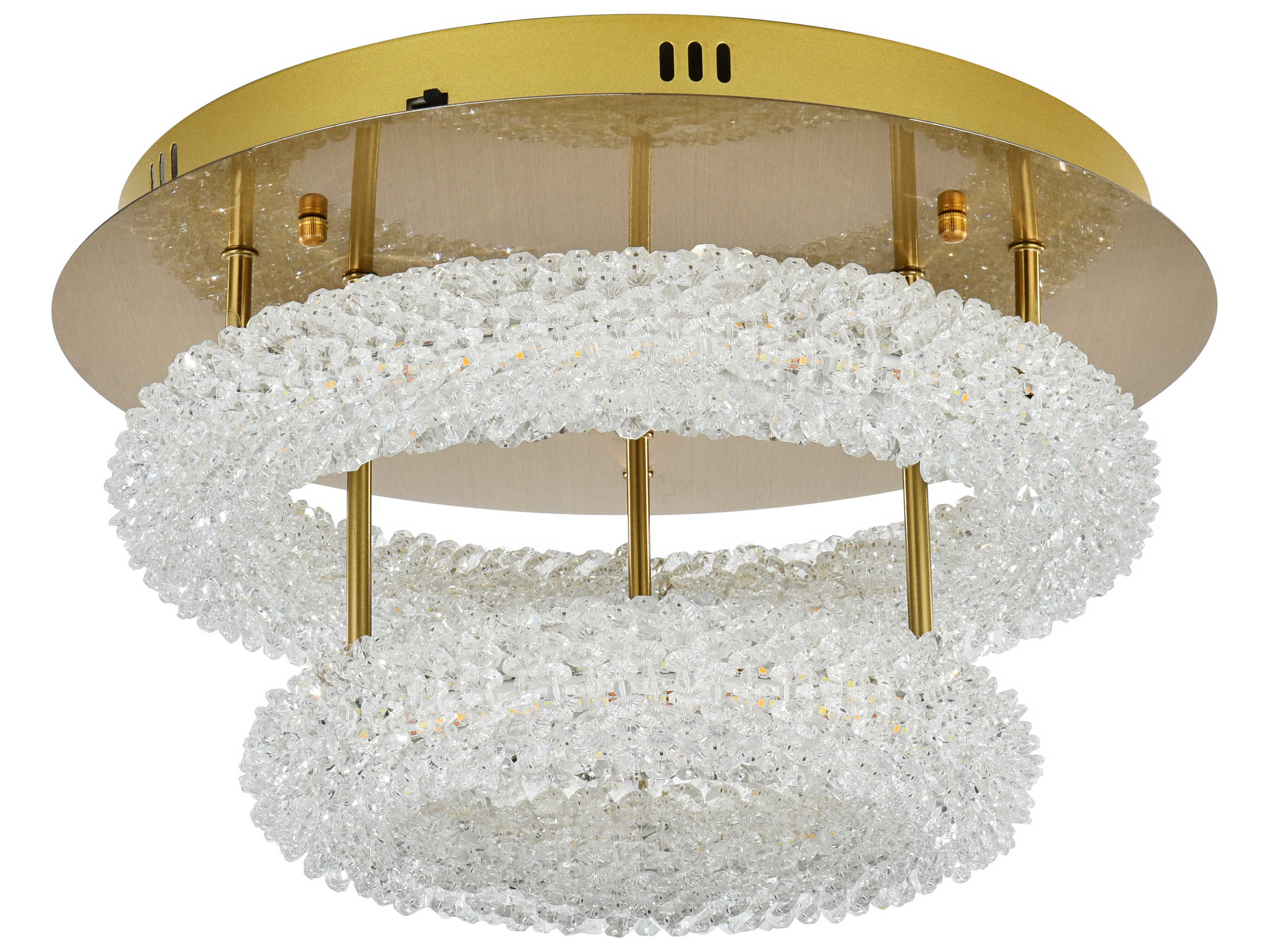 Elegant Lighting Bowen 2-Light Satin Gold Round Tiered Semi Flush Mount