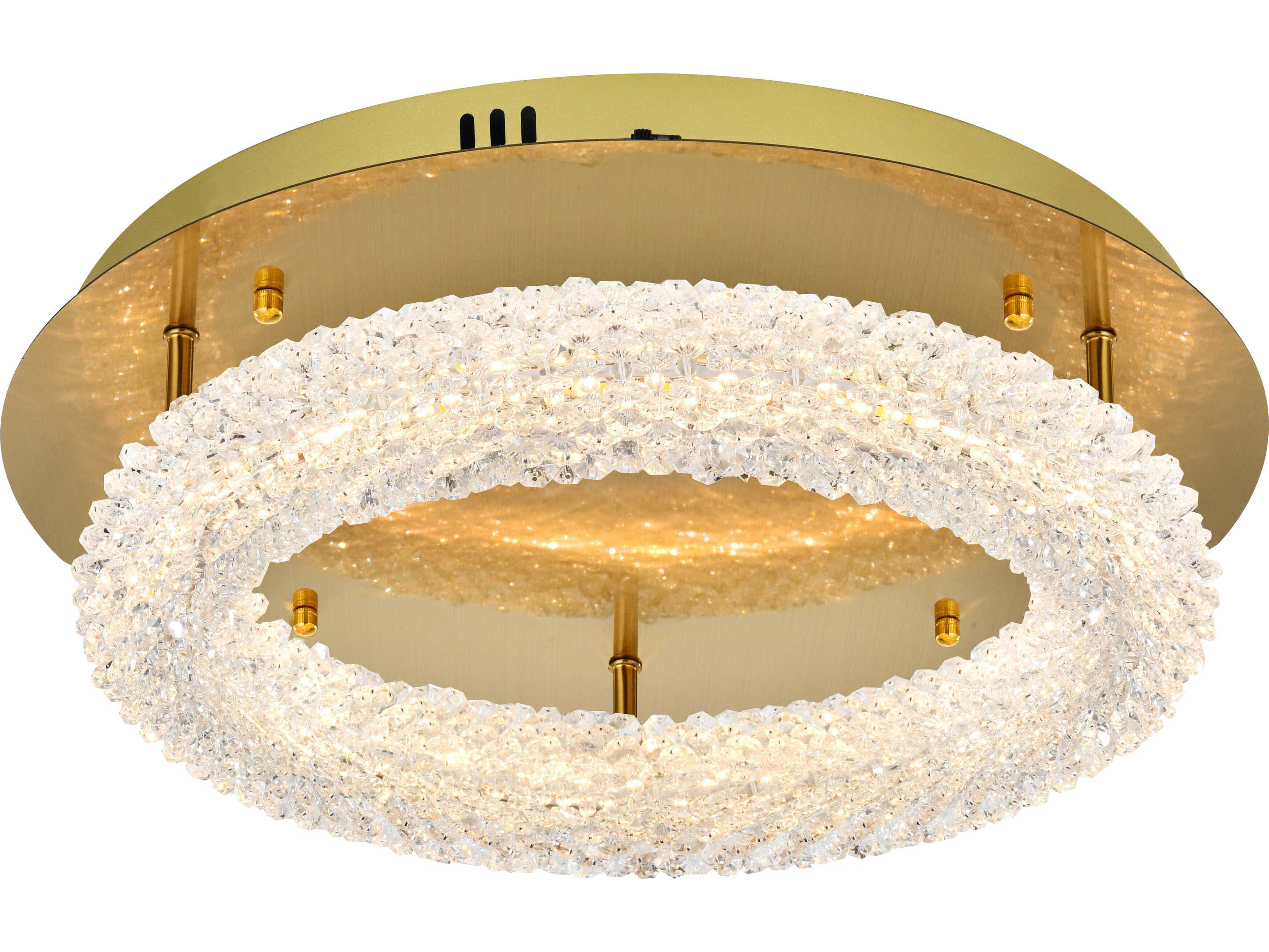 Elegant Lighting Bowen 1-Light Satin Gold Round Semi Flush Mount