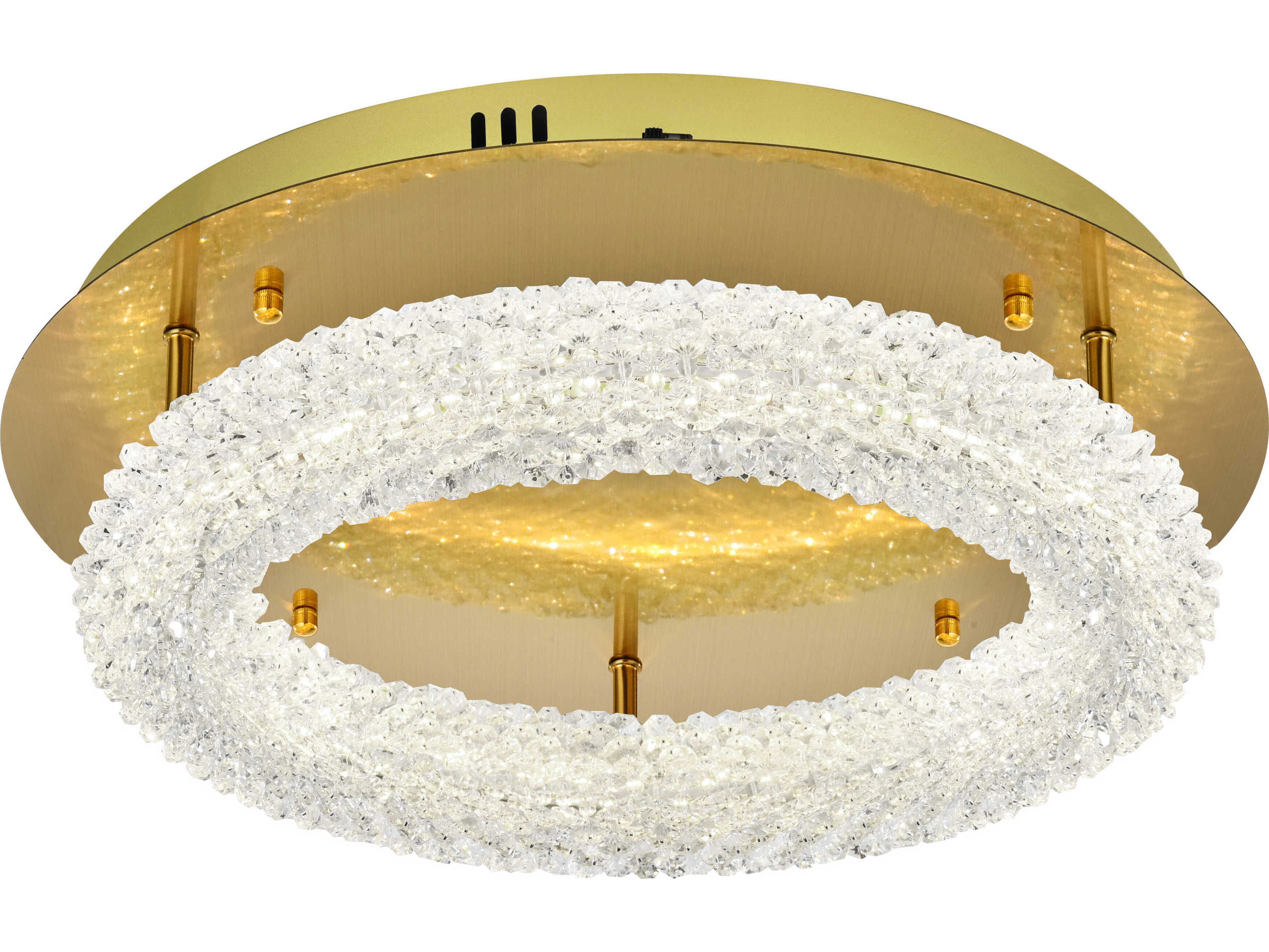 Elegant Lighting Bowen 1-Light Satin Gold Round Semi Flush Mount