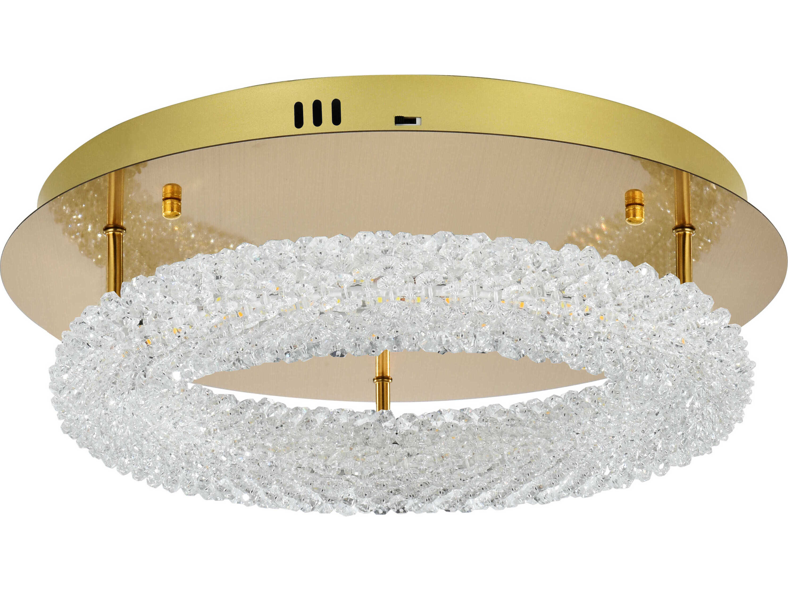 Elegant Lighting Bowen 1-Light Satin Gold Round Semi Flush Mount