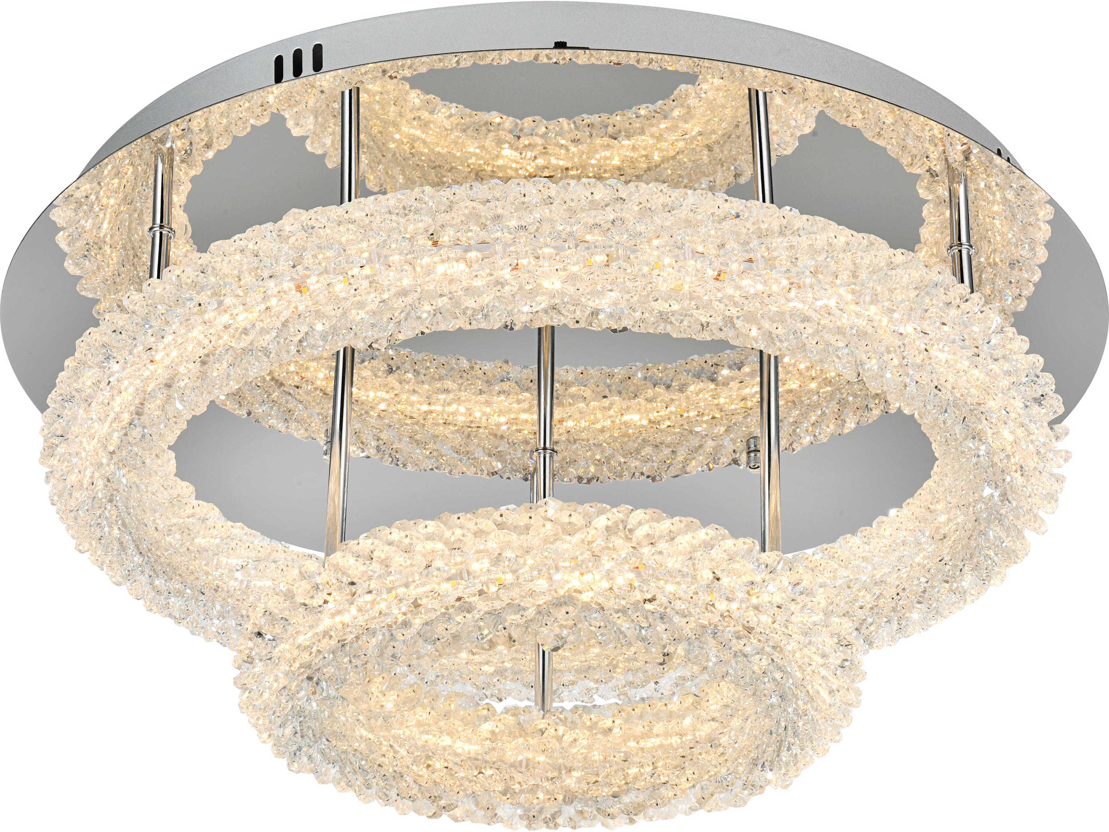 Elegant Lighting Bowen 2-Light Chrome Round Tiered Semi Flush Mount